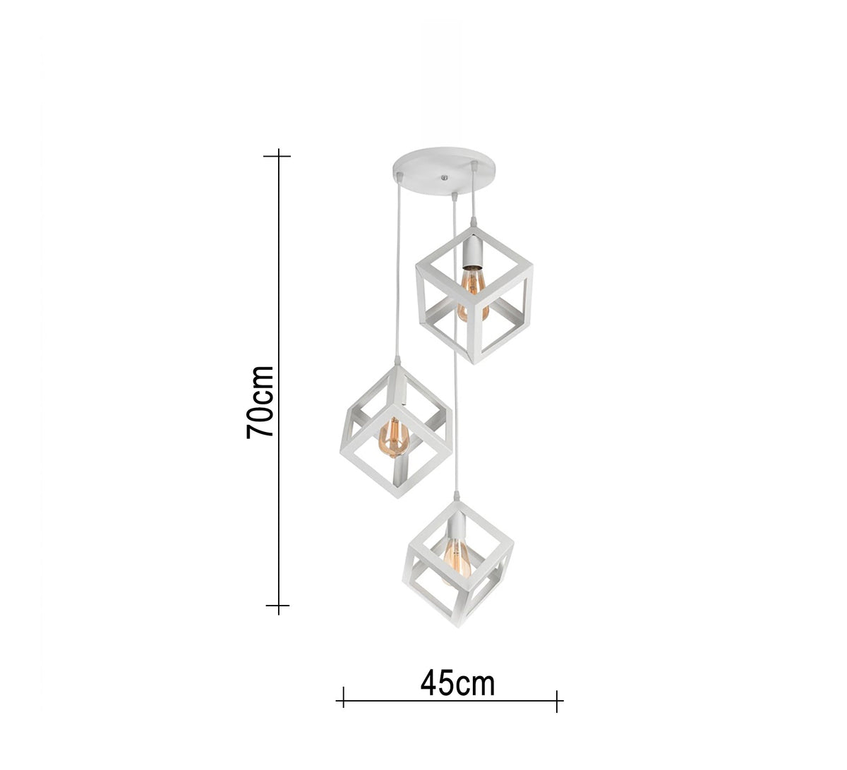 Linear chandelier with three black metal cubes - Vitrine Furniture - Ceiling lights