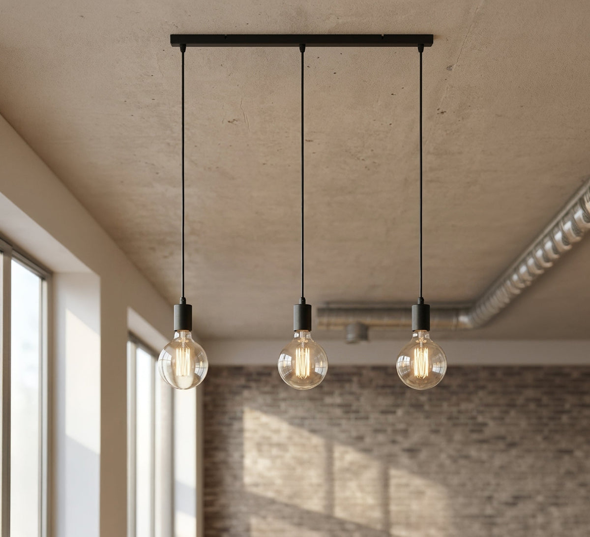 Linear chandelier with three sophisticated light pendants - Vitrine Furniture - Ceiling lights