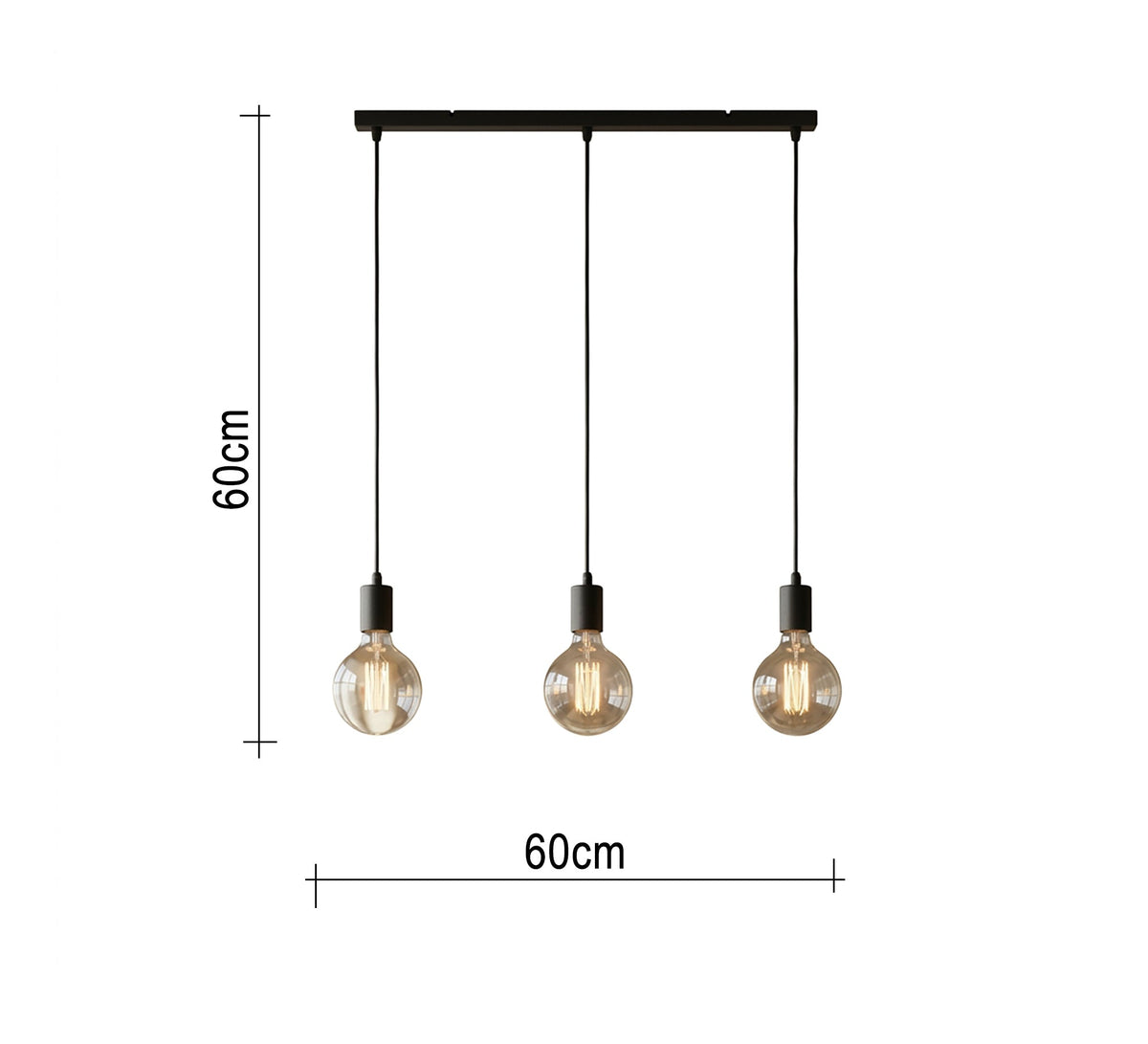 Linear chandelier with three sophisticated light pendants - Vitrine Furniture - Ceiling lights
