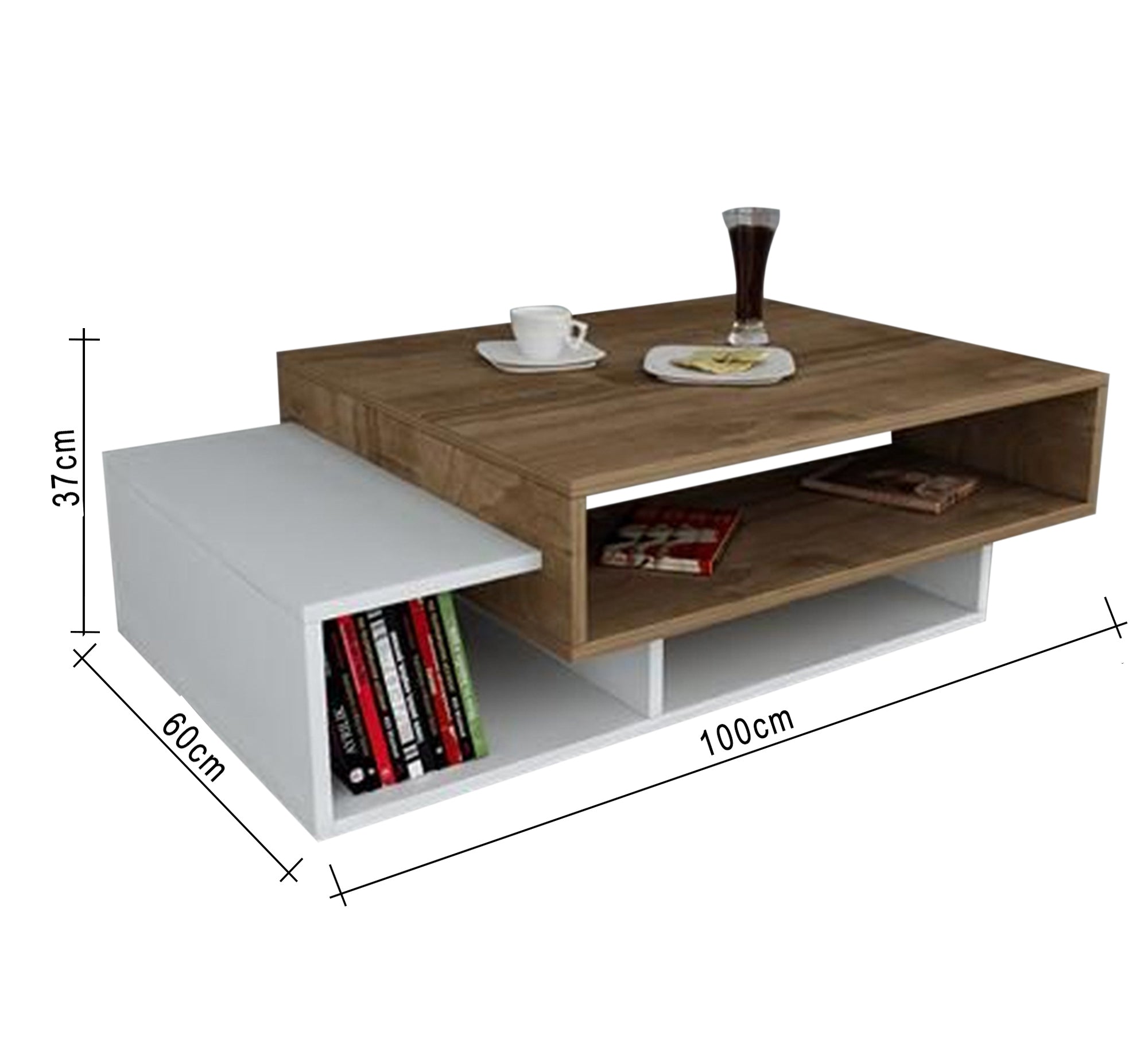 Living Coffee Table, WhiteBrown, Chic & Functional - Vitrine Furniture - Furniture