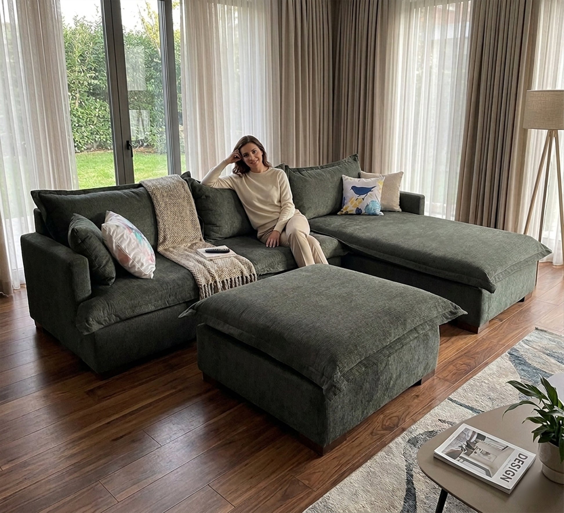 Living Corner with storage - Vitrine Furniture - L - shape sofa set