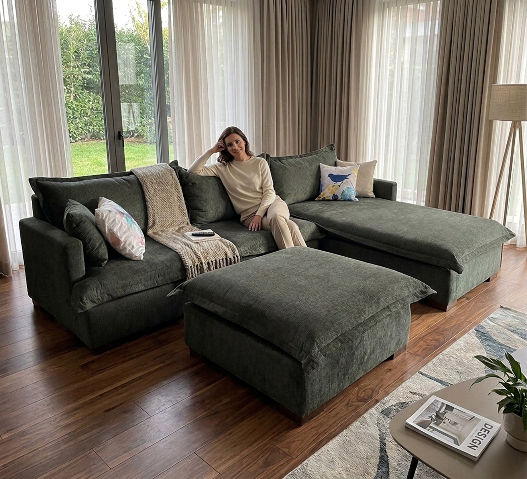 Living Corner with storage - Vitrine Furniture - L - shape sofa set