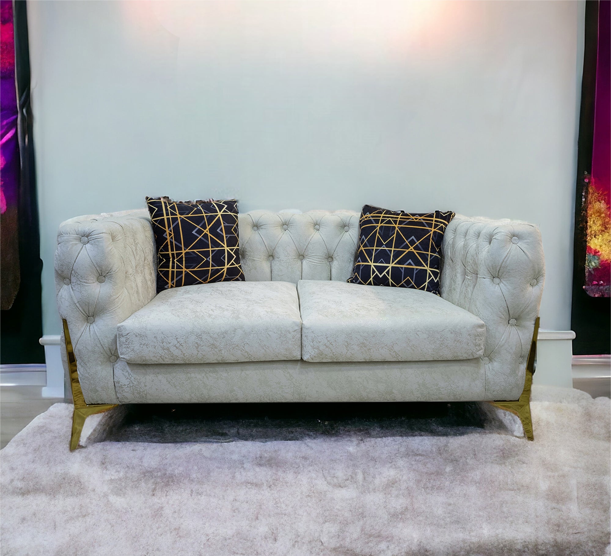 Living: Navy Camo & White Elegance Unleashed - Vitrine Furniture - Living room sets