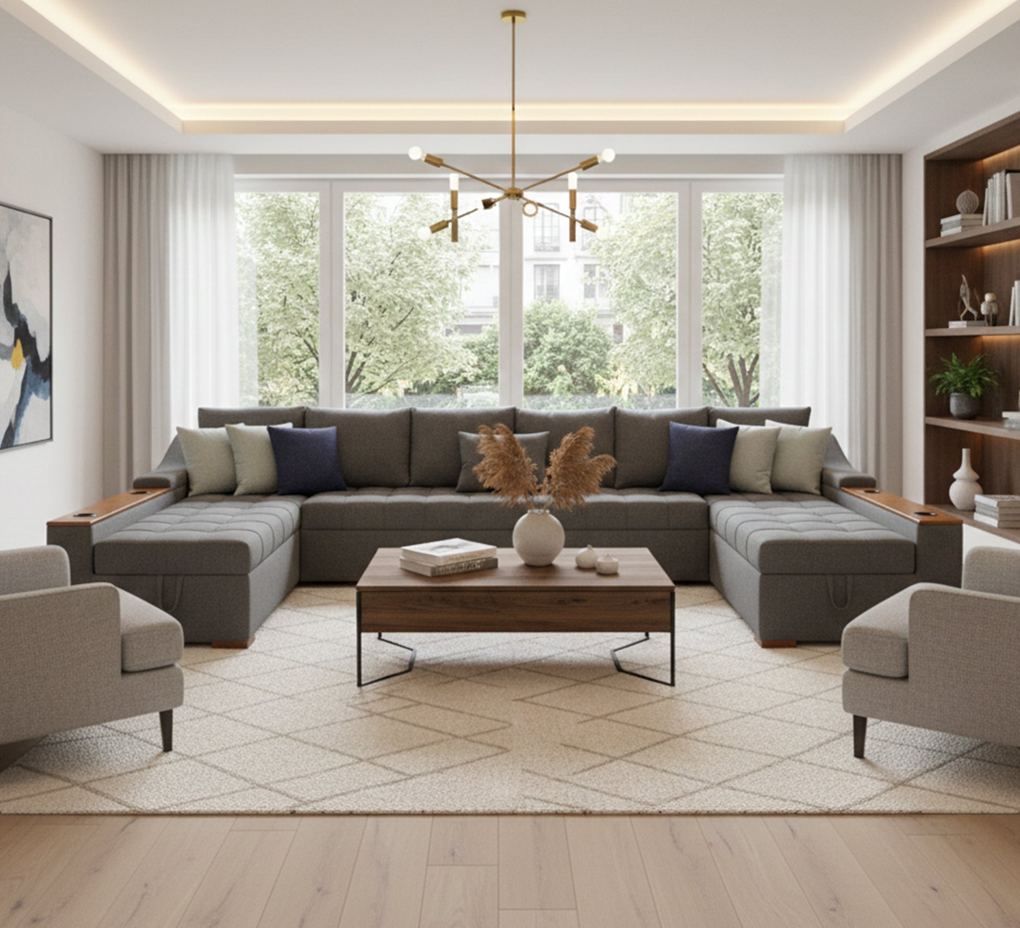 living room bed Corner U - shaped - Vitrine Furniture - L - shape sofa set