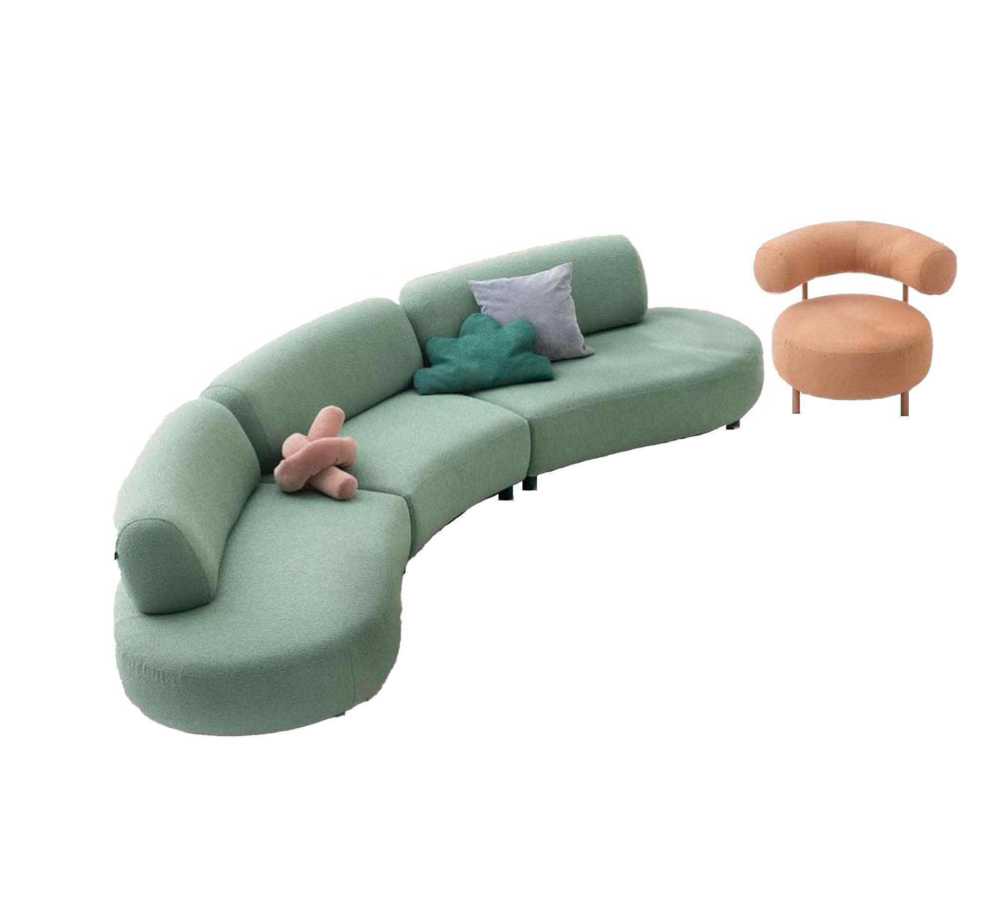 Living room: curved sofa and circular chair - Vitrine Furniture - Furniture