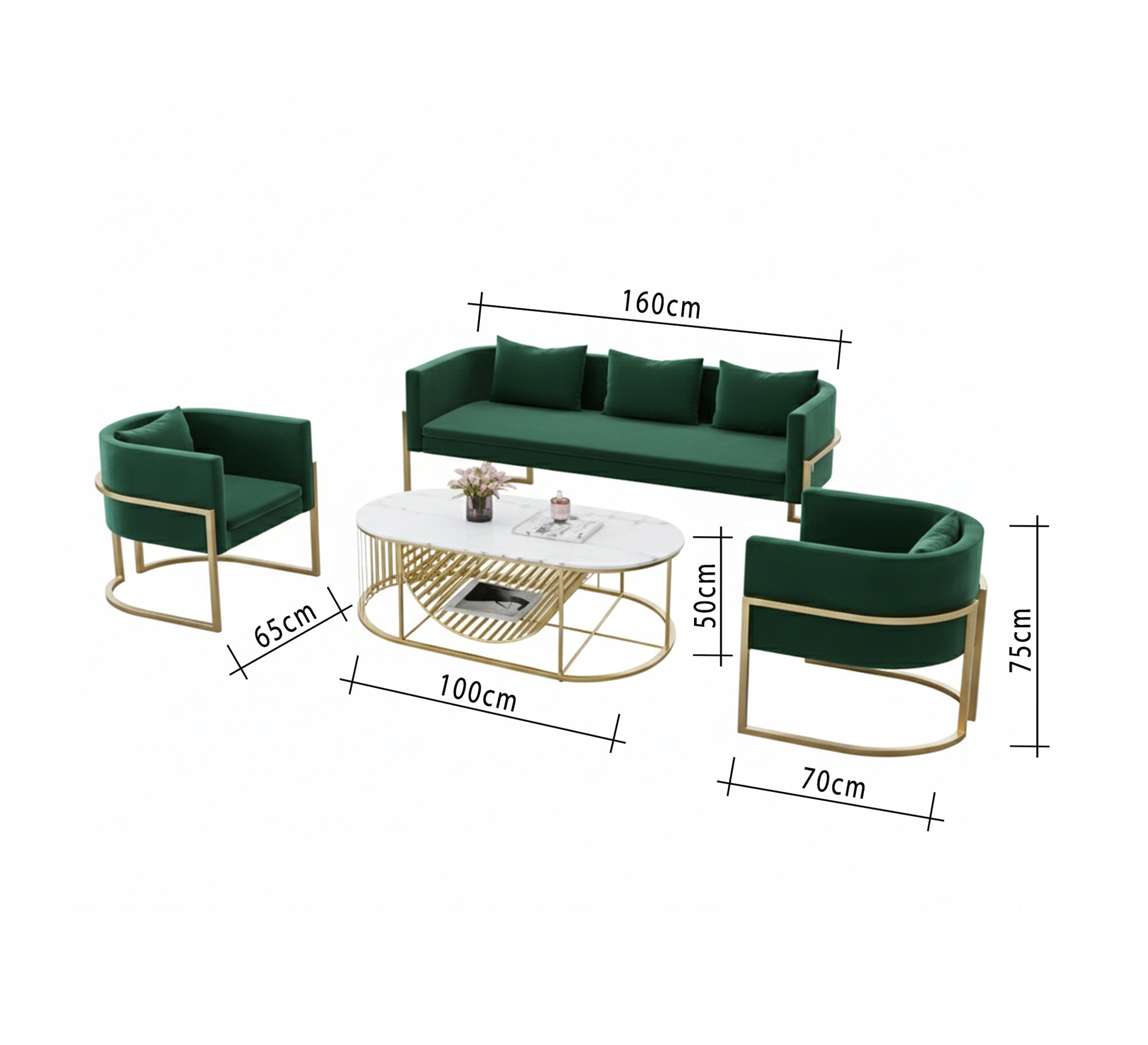 Living room set with a sofa and two armchairs - Vitrine Furniture - Furniture