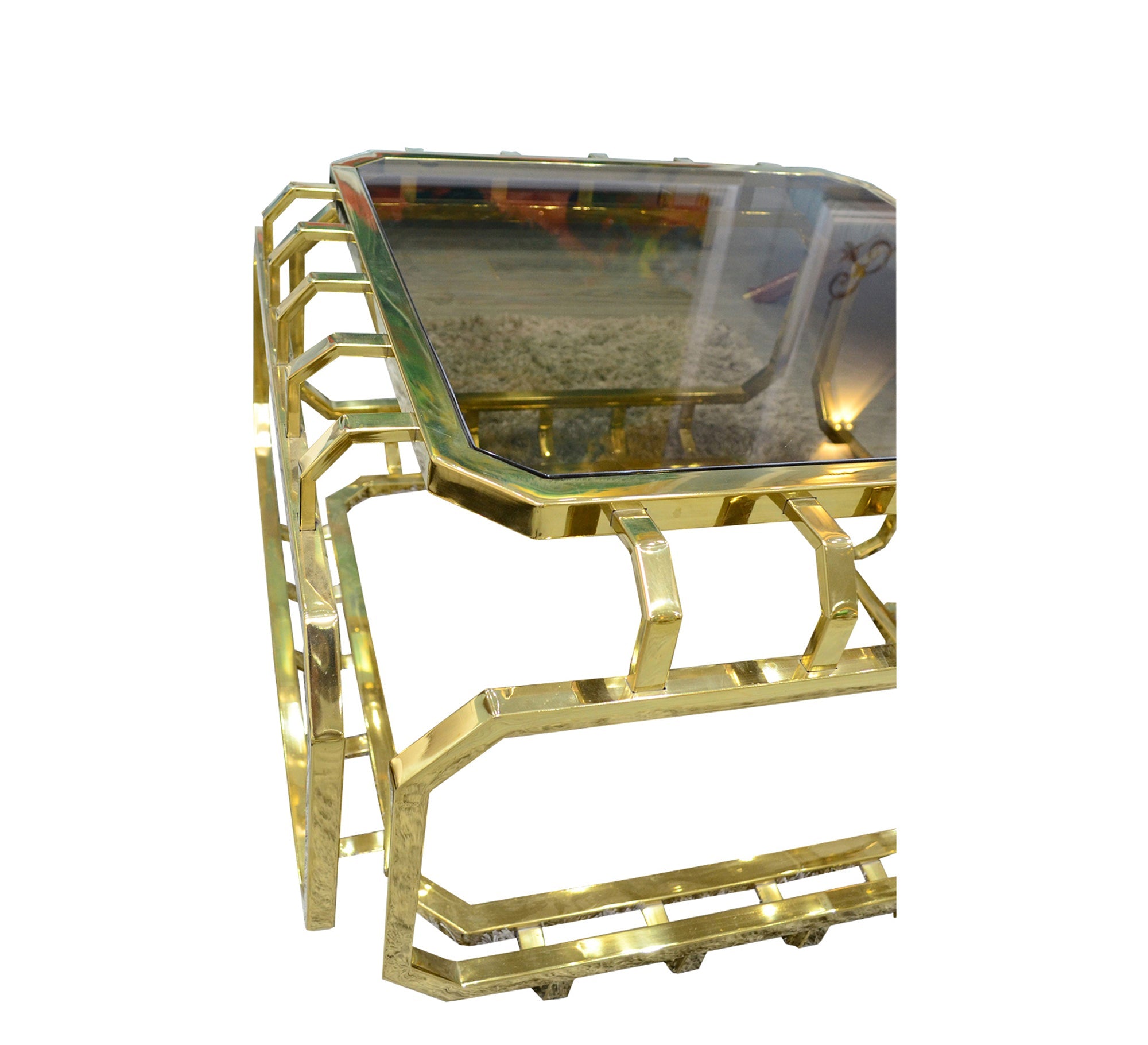Living Room Table with Golden Steel Frame - Vitrine Furniture - Living room Tables
