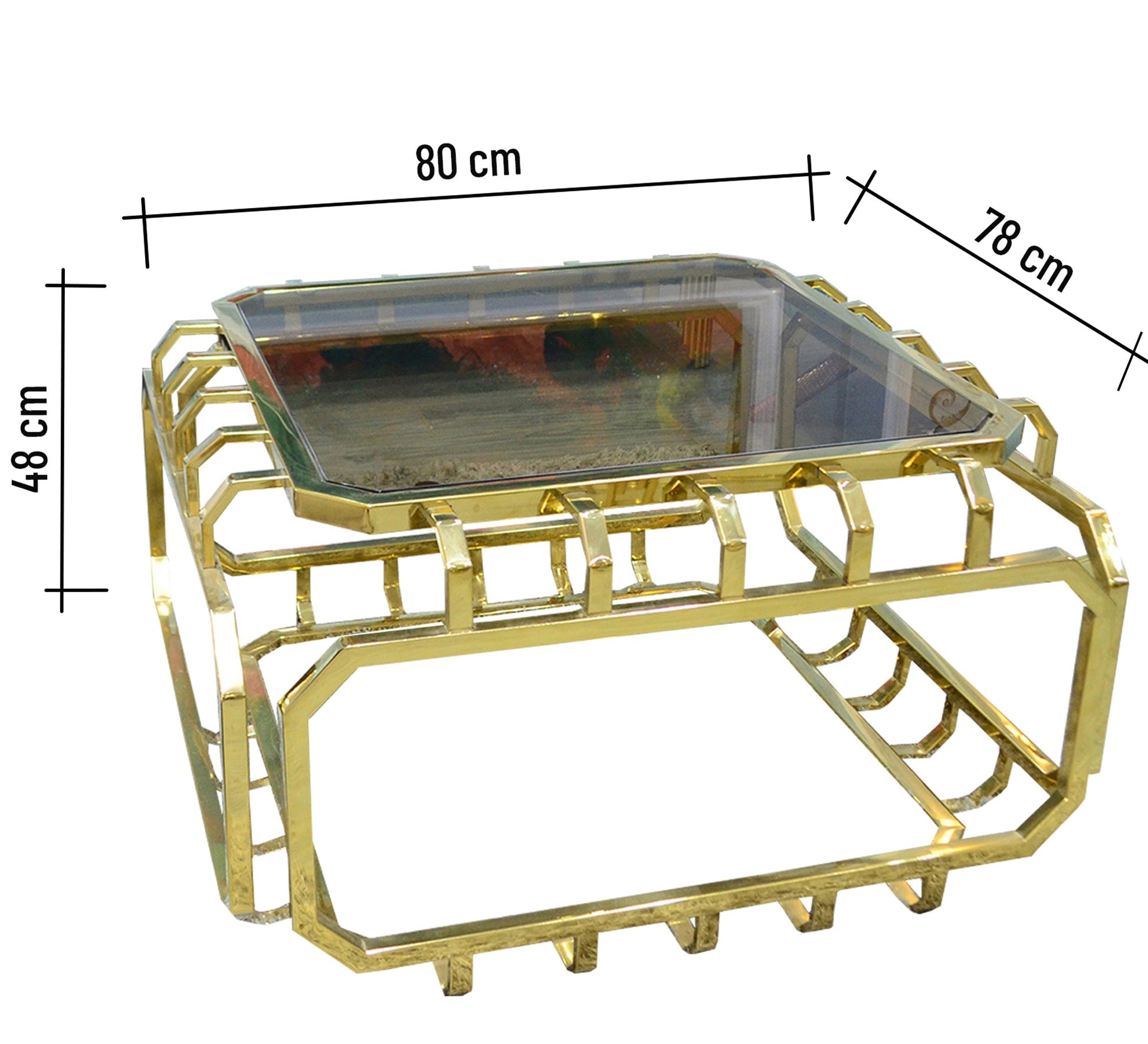 Living Room Table with Golden Steel Frame - Vitrine Furniture - Living room Tables