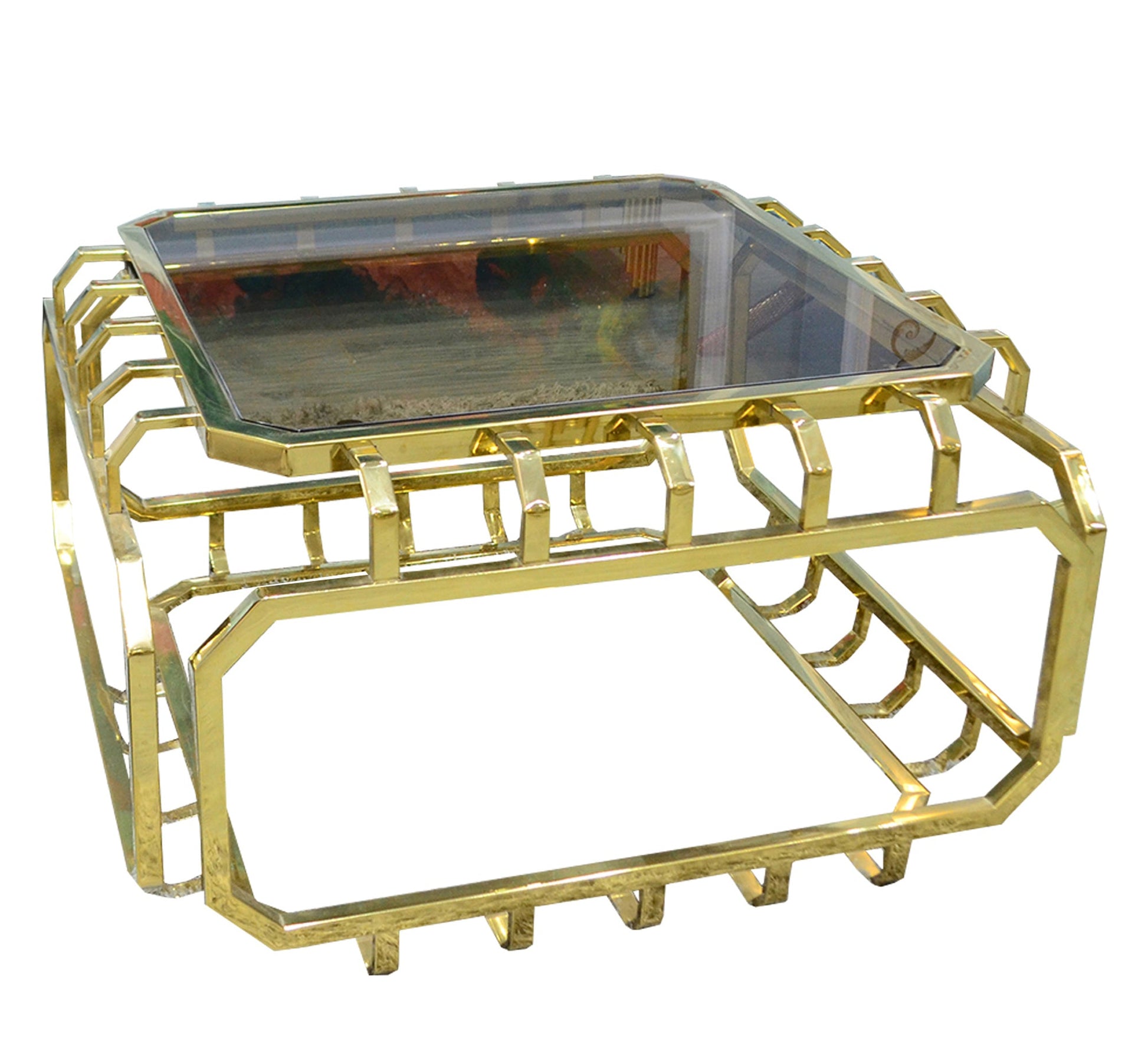 Living Room Table with Golden Steel Frame - Vitrine Furniture - Living room Tables