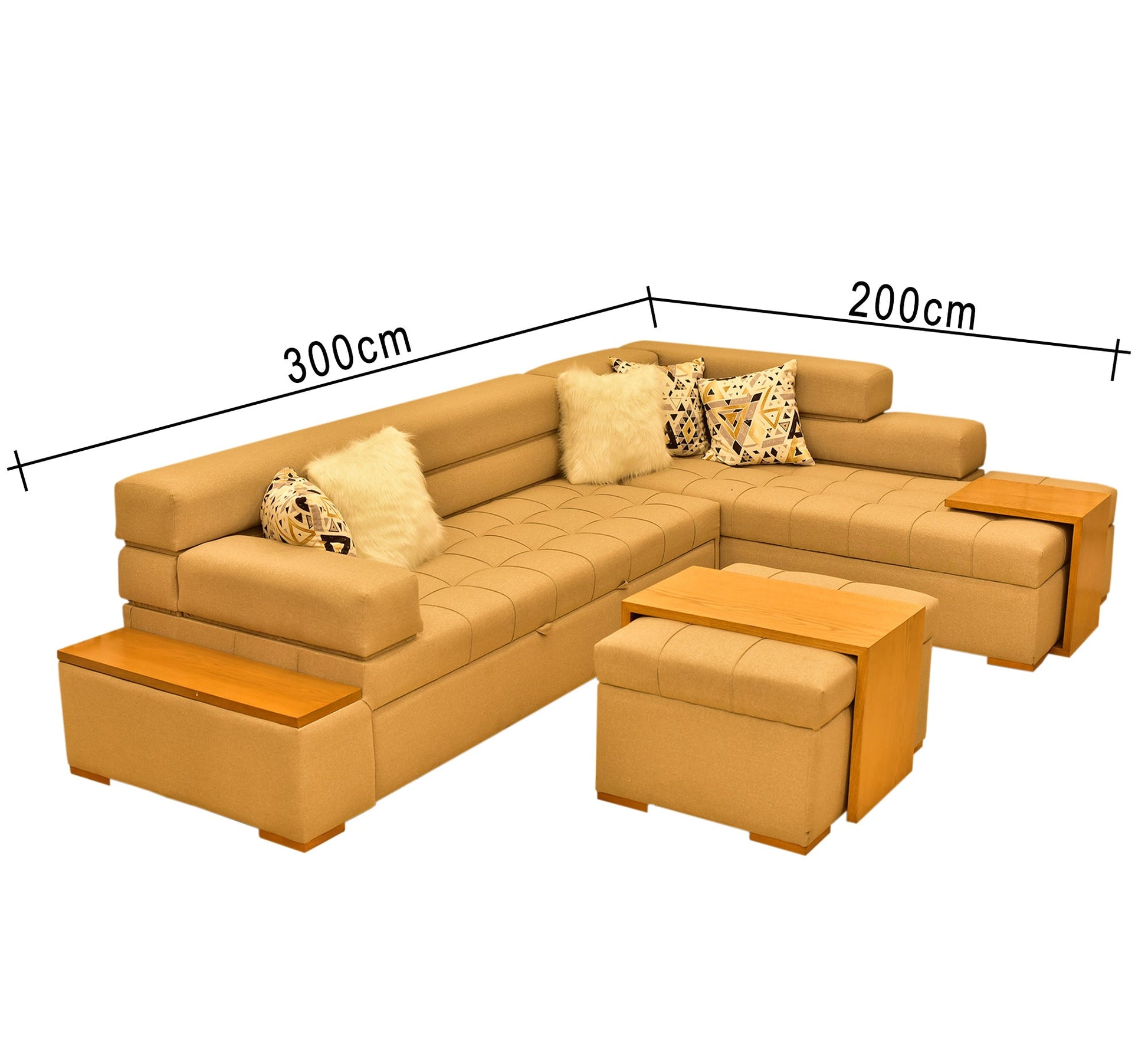 Living room with L - shaped corner bed - Vitrine Furniture - Sofa bed