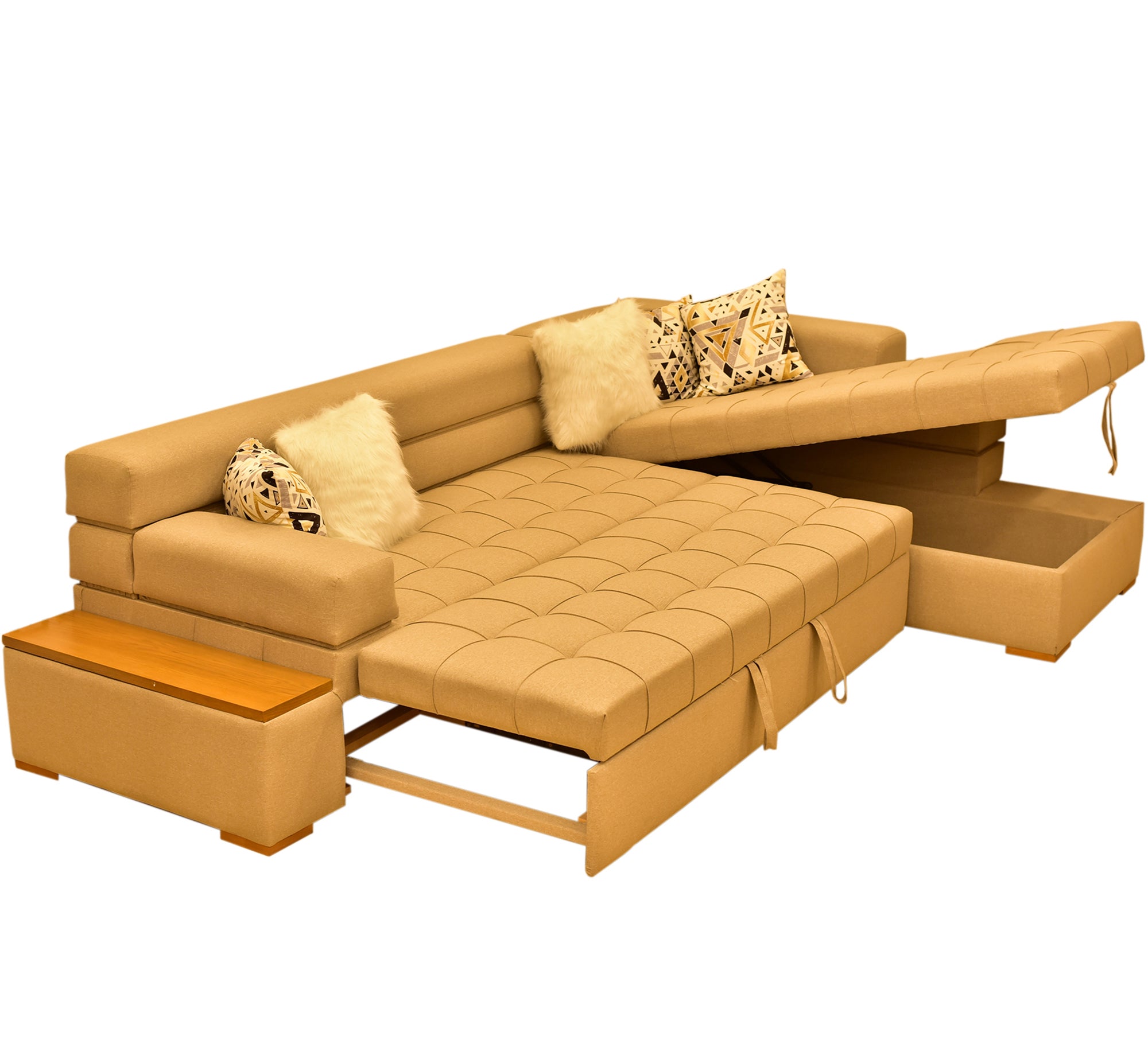 Living room with L - shaped corner bed - Vitrine Furniture - Sofa bed