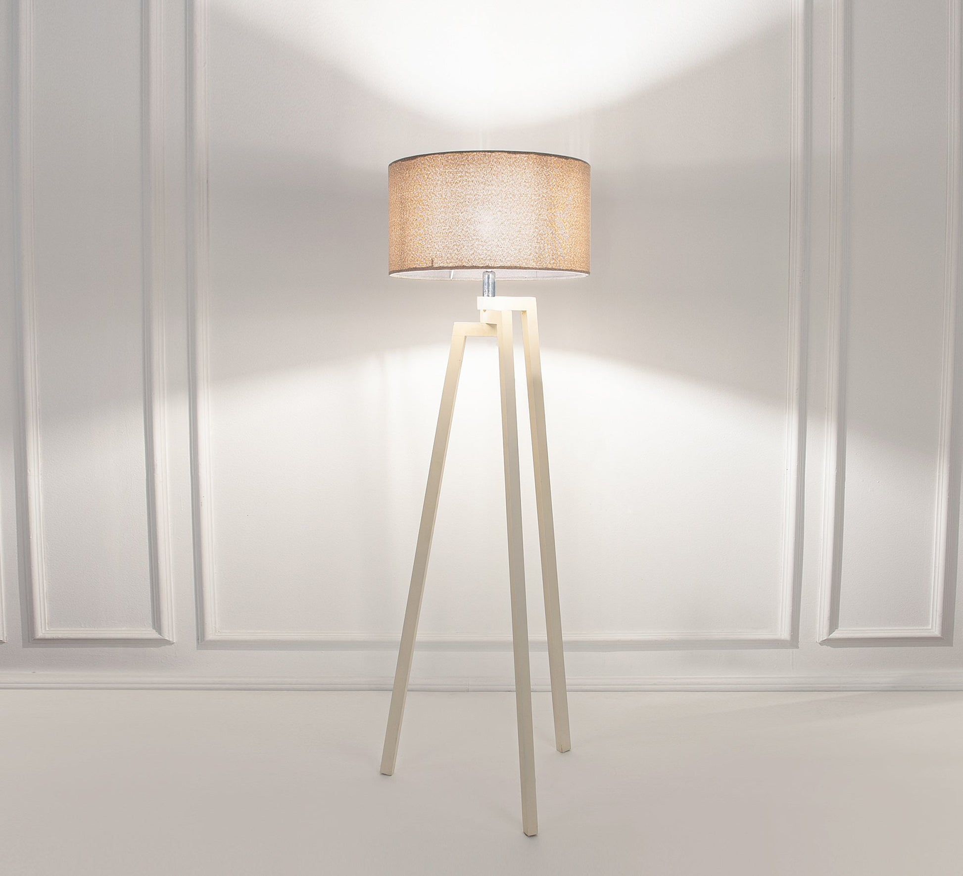 Long Leg Floor Lamp with Beige Shabou - Vitrine Furniture - Lighting
