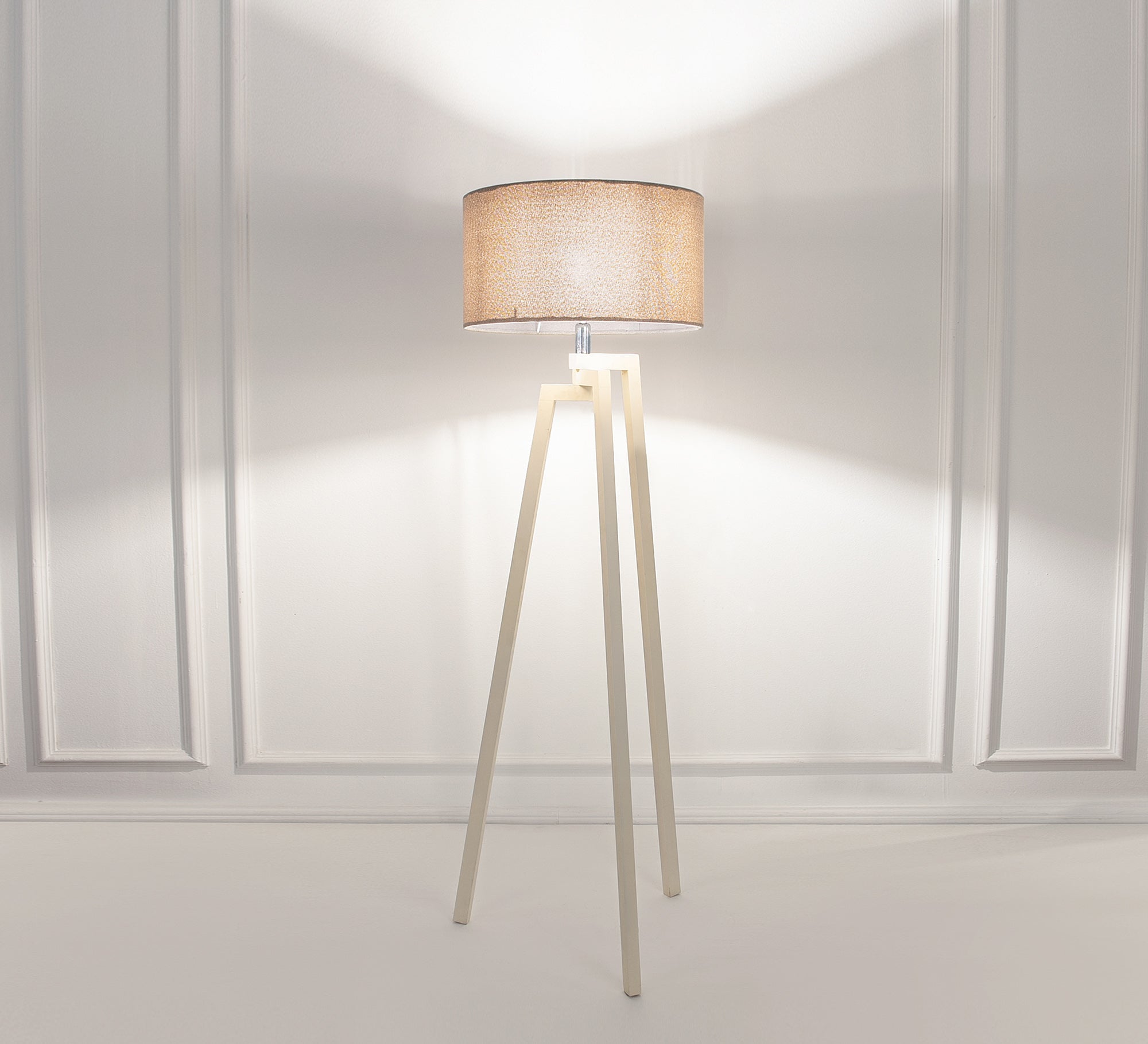 Long Leg Floor Lamp with Beige Shabou - Vitrine Furniture - Lighting