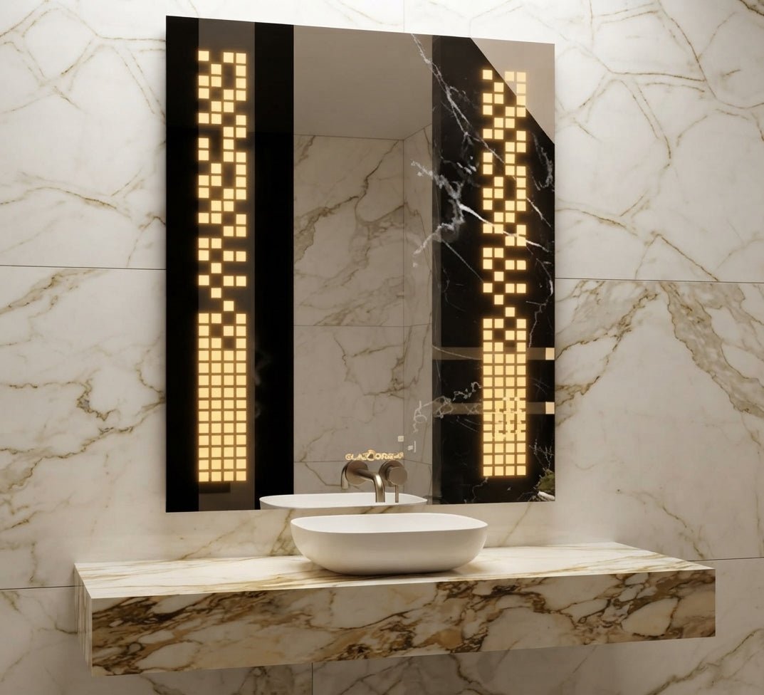 Long-length mirror with mosaic light strips - Vitrine Furniture - Mirrors