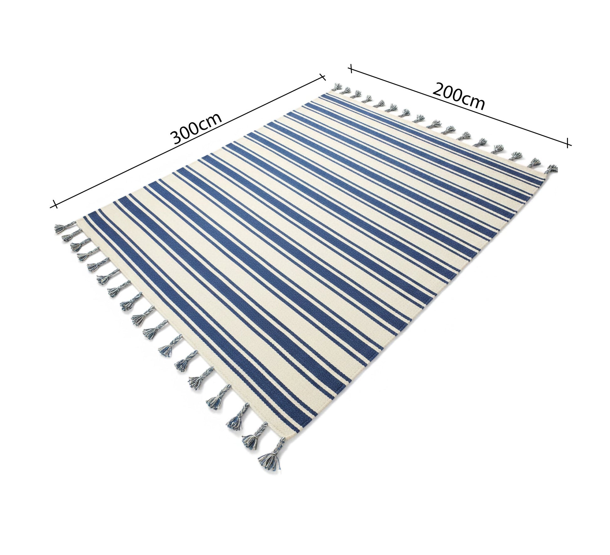 Long parallel striped rug in white and blue - Vitrine Furniture - Accessories