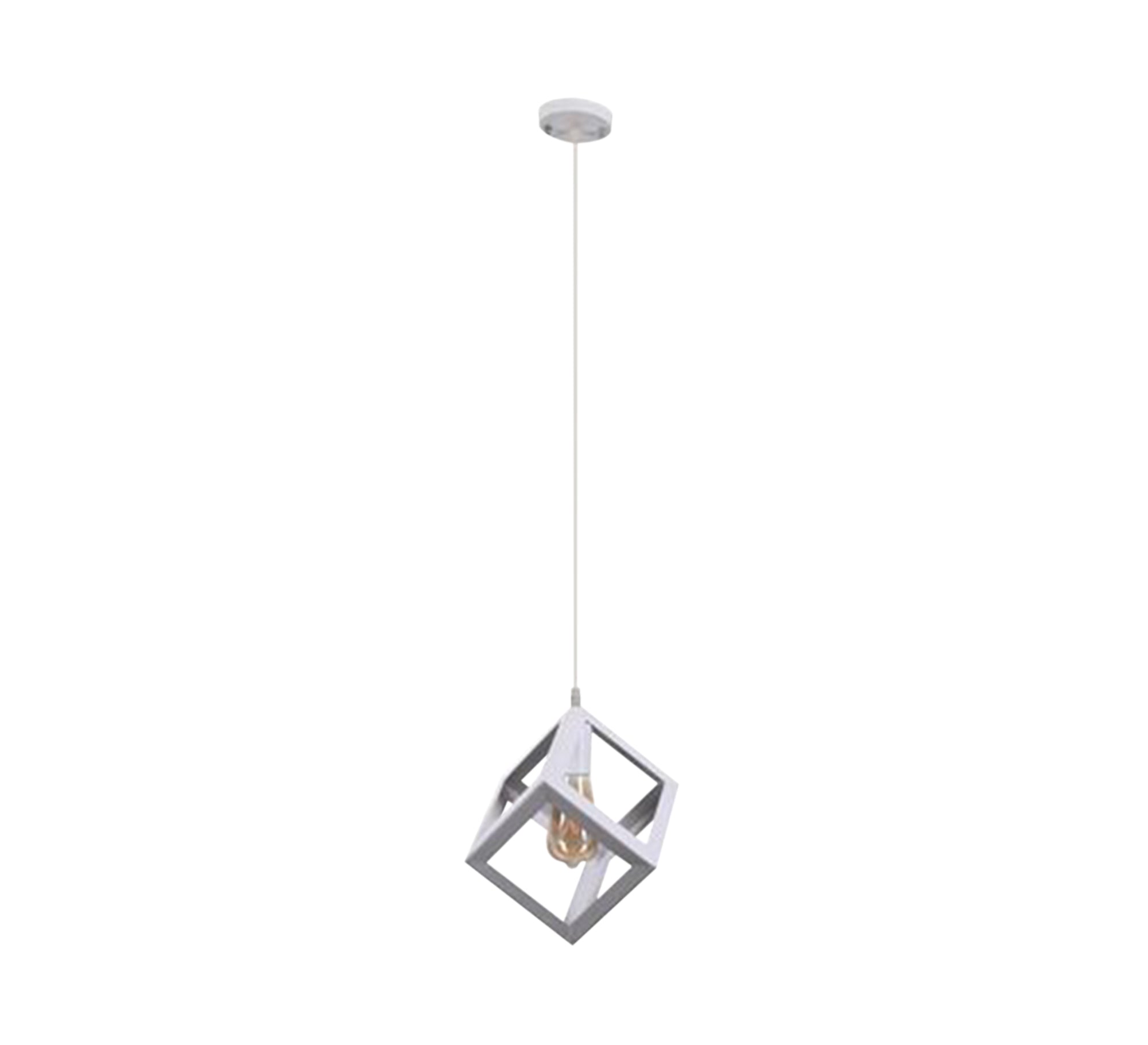 Long pendant with white metal cube cage - Vitrine Furniture - Lighting