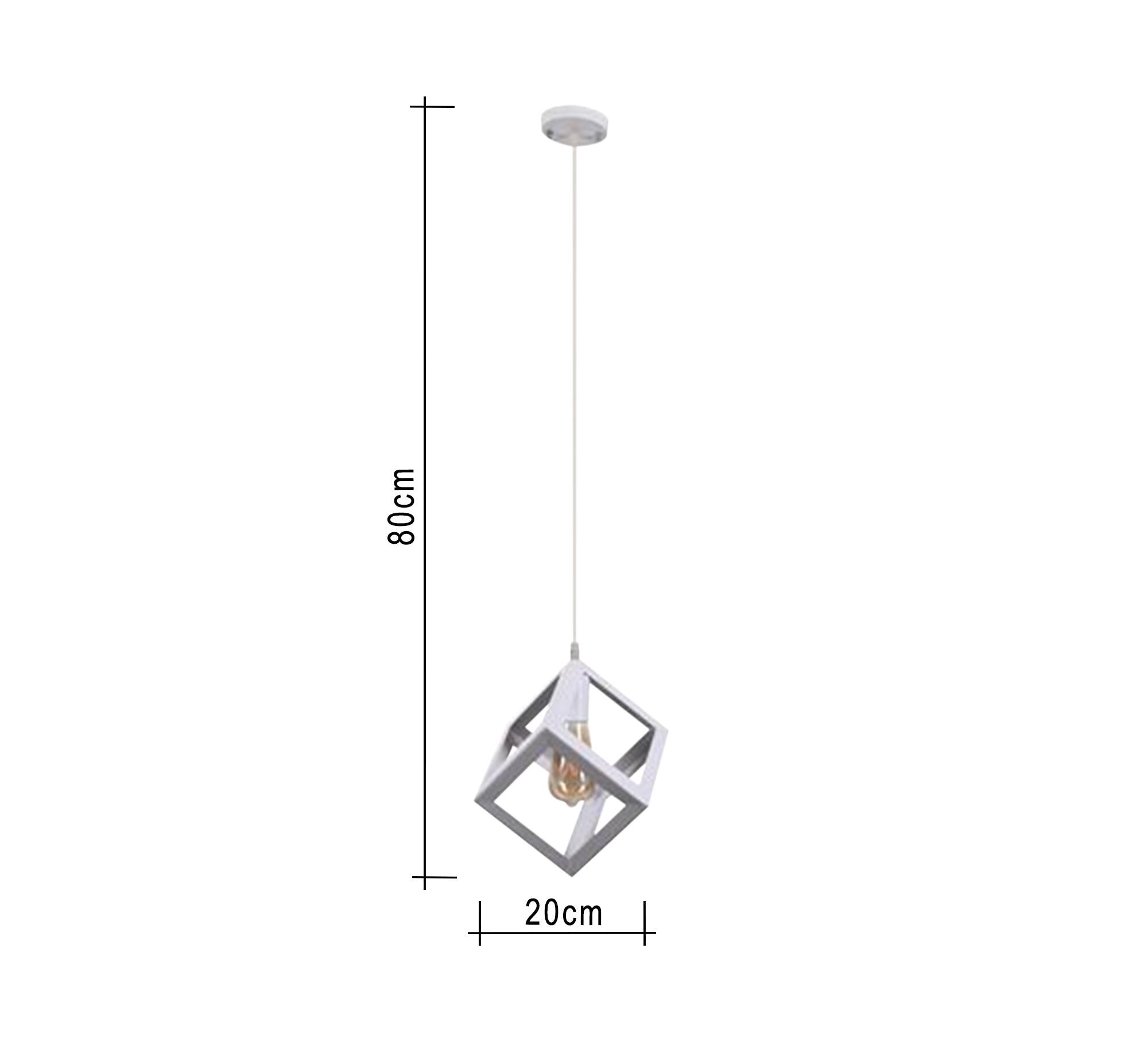 Long pendant with white metal cube cage - Vitrine Furniture - Lighting