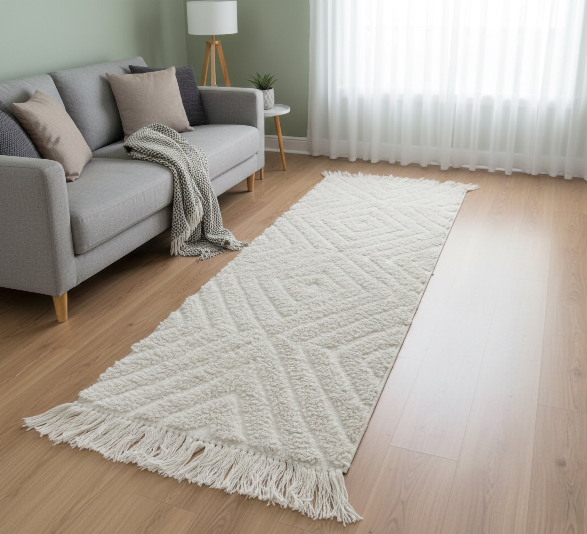 Long pile runner with embossed diamond pattern - Vitrine Furniture - Accessories