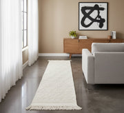 Long rug with embossed diamond pattern in a neutral color - Vitrine Furniture - Accessories