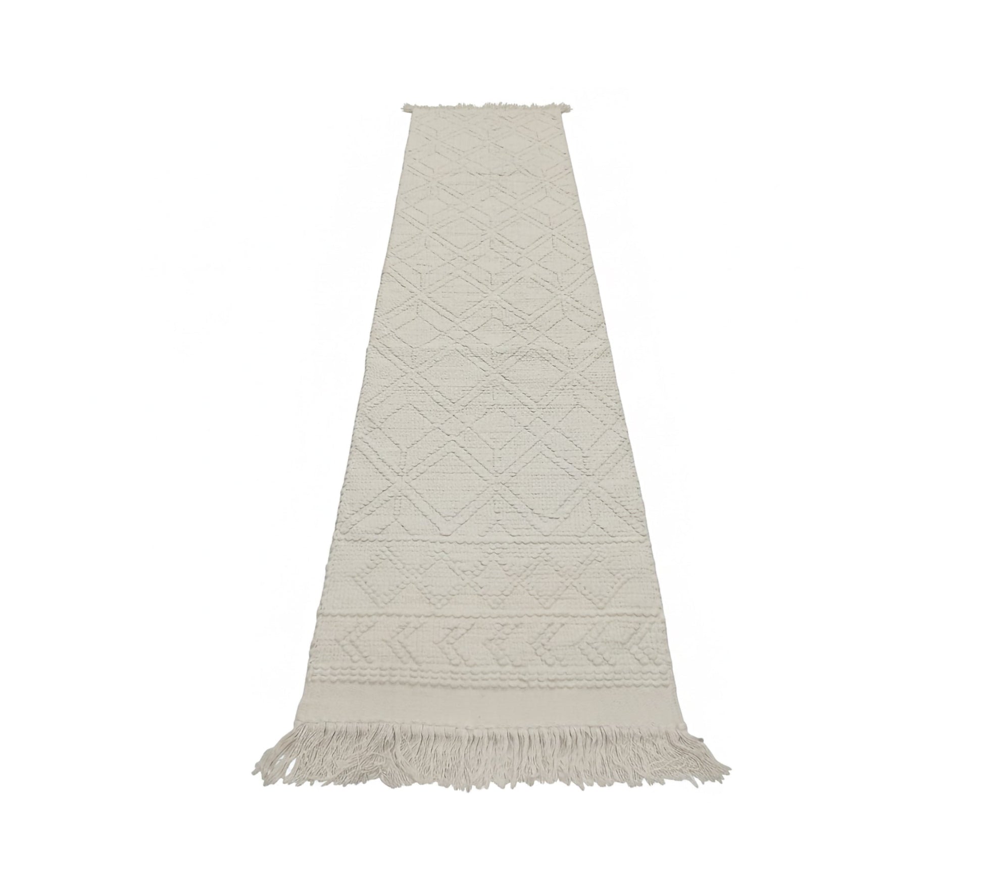 Long rug with embossed diamond pattern in a neutral color - Vitrine Furniture - Accessories