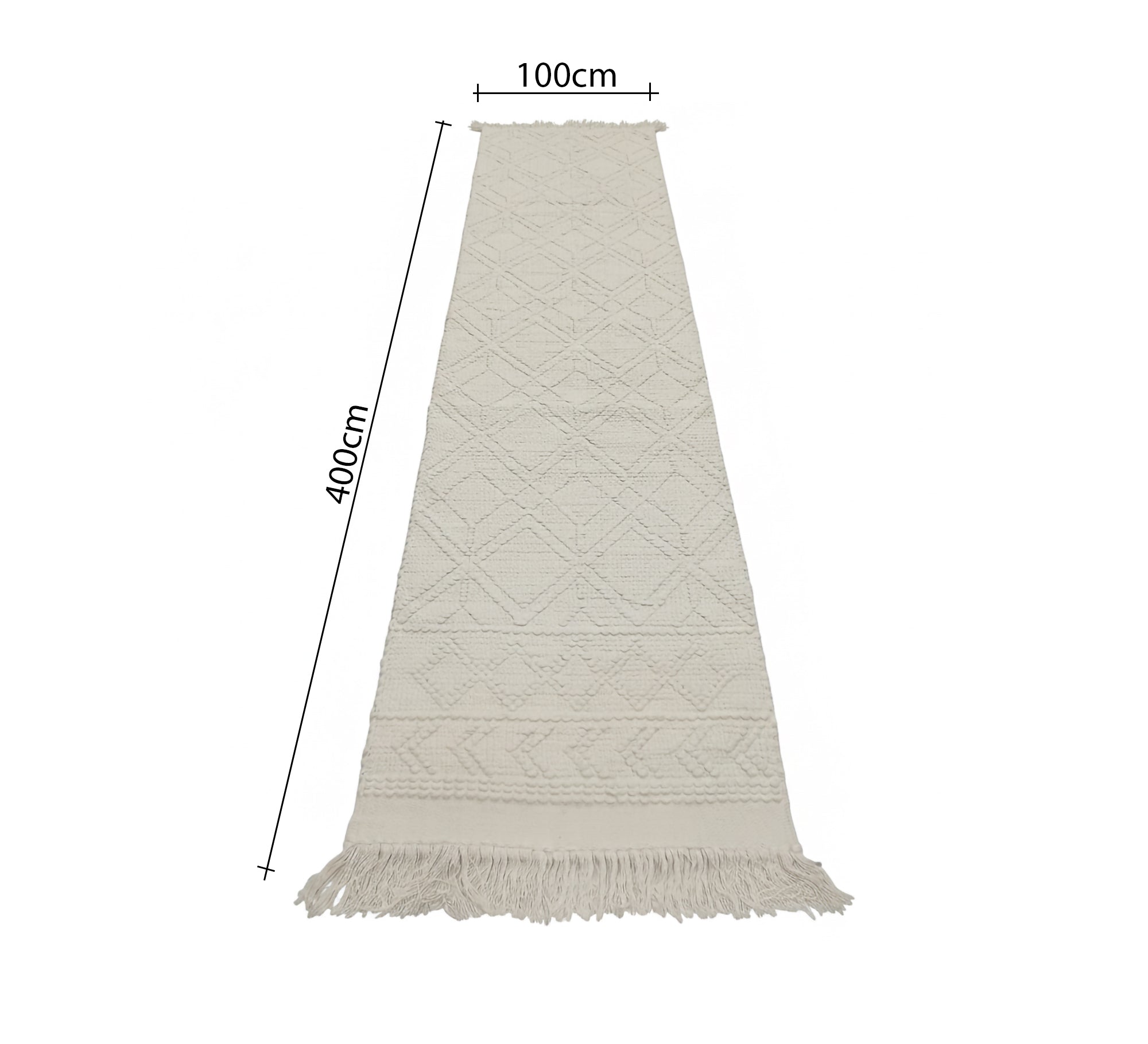 Long rug with embossed diamond pattern in a neutral color - Vitrine Furniture - Accessories
