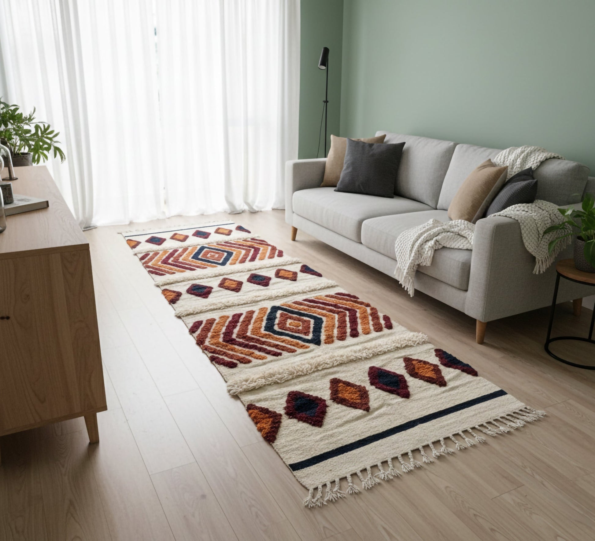 Long runner with Nubian motifs and warm earthy tones - Vitrine Furniture - Accessories