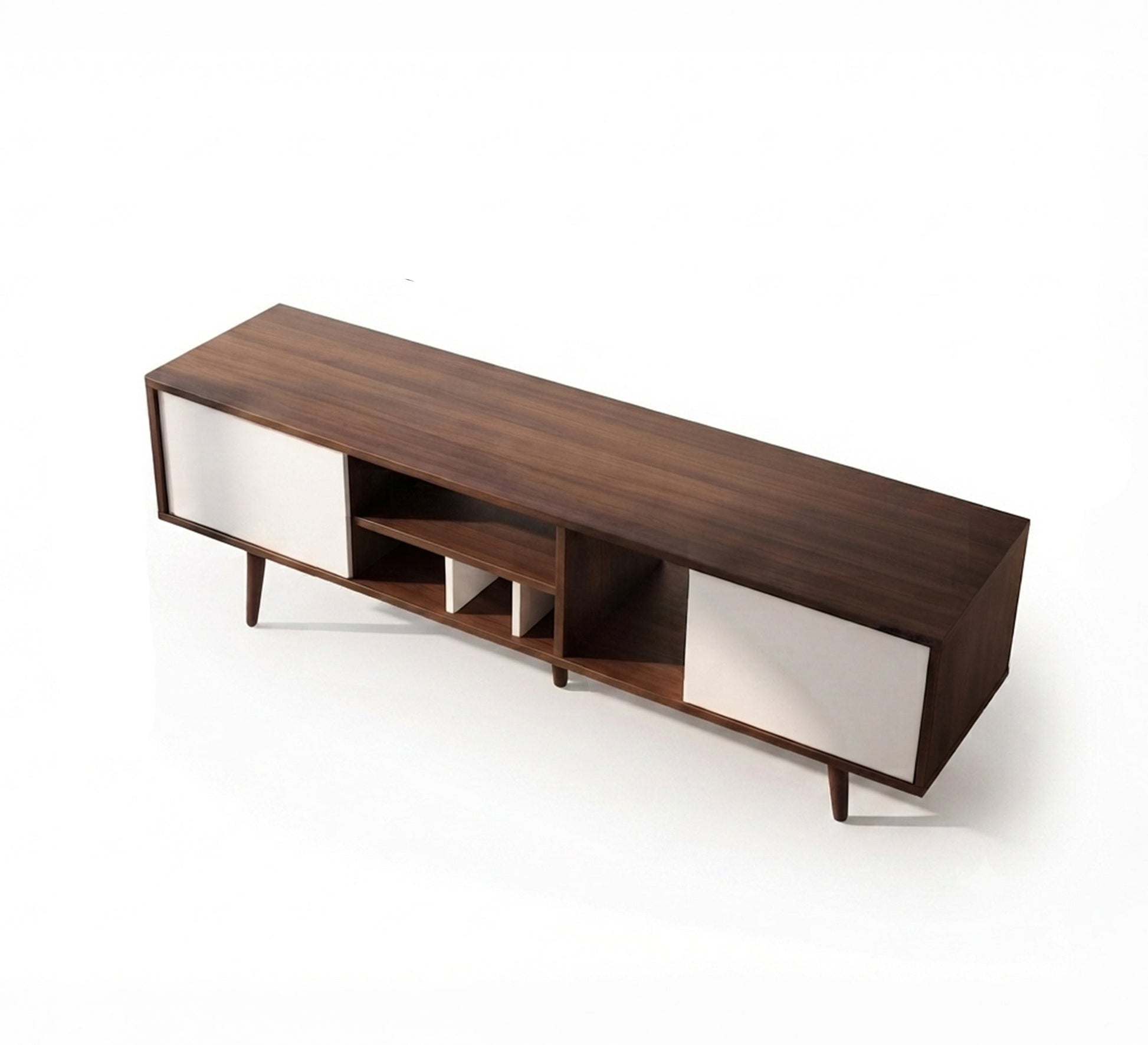 Long TV stand with sturdy wooden legs - Vitrine Furniture - TV Table & Cabinet