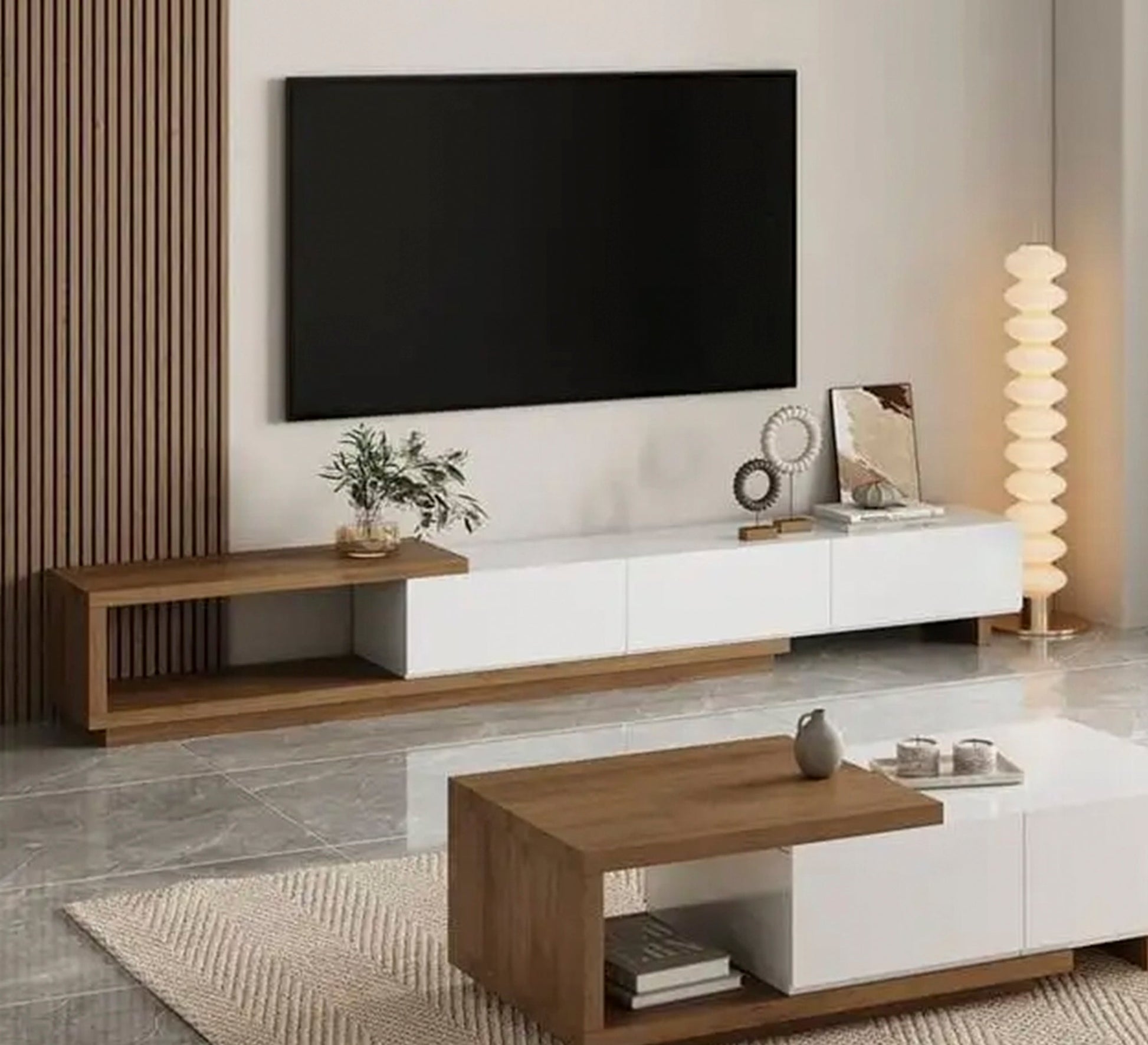 Long TV stand with touch - opening drawers - Vitrine Furniture - TV Table & Cabinet