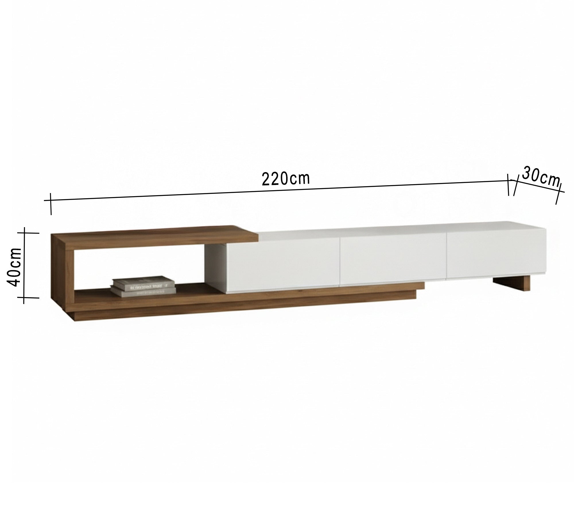 Long TV stand with touch - opening drawers - Vitrine Furniture - TV Table & Cabinet