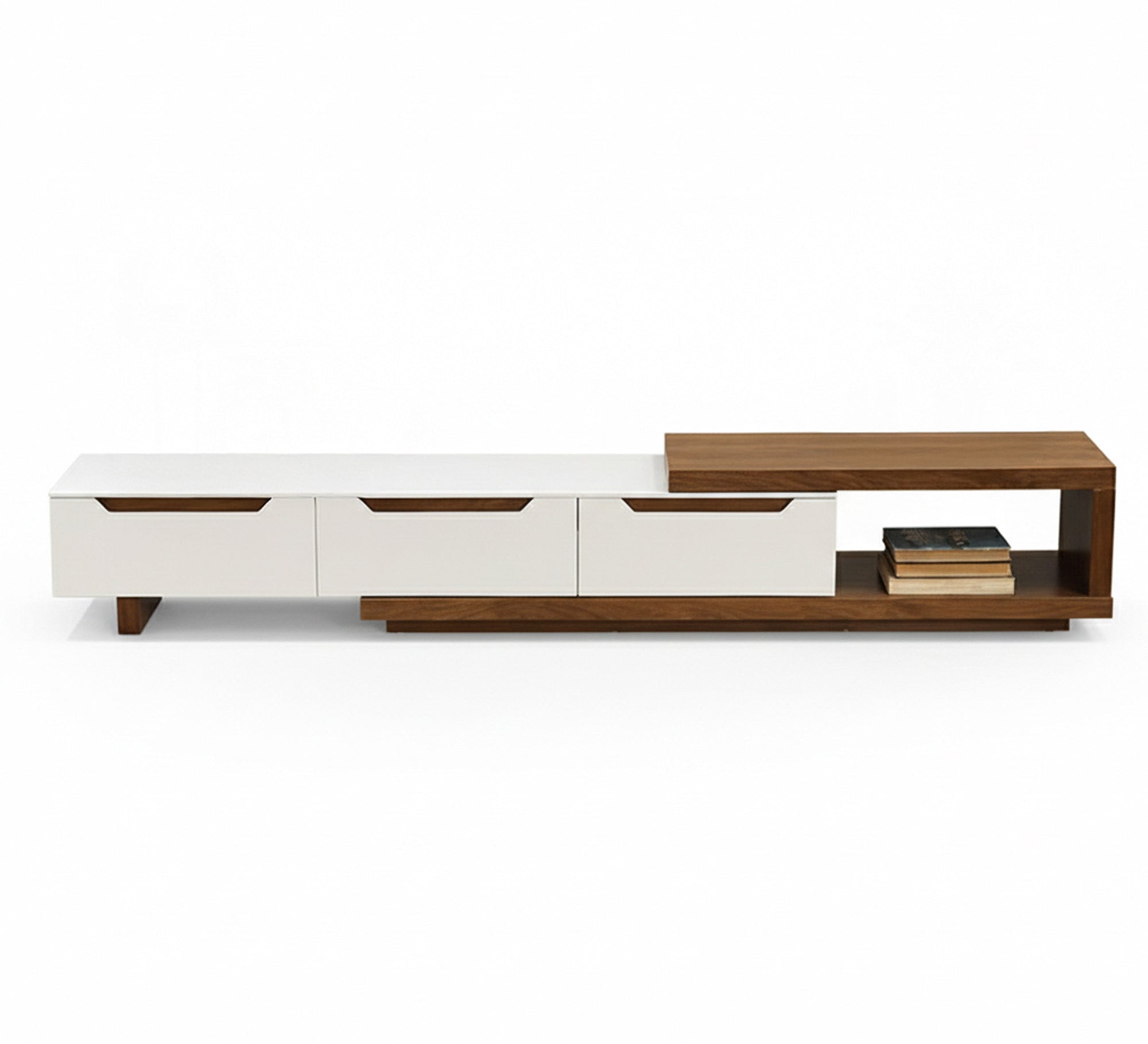 Long TV table in brown and white - Vitrine Furniture - TV Table & Cabinet