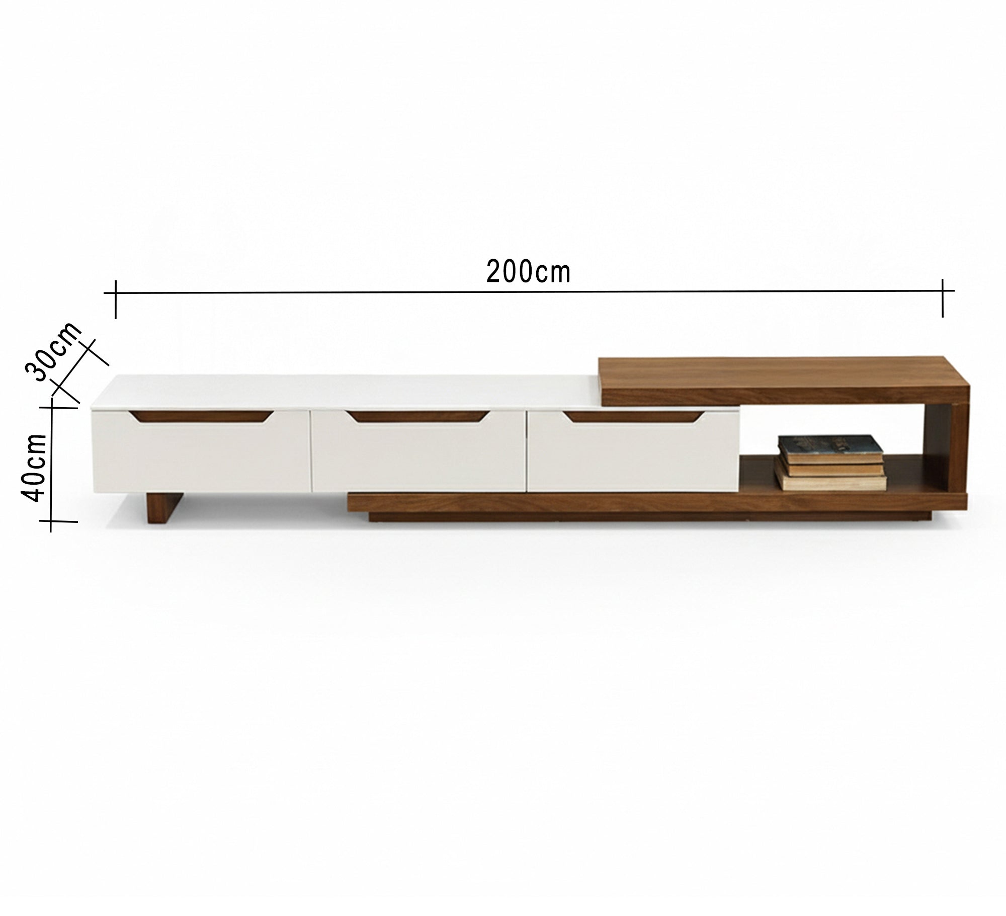 Long TV table in brown and white - Vitrine Furniture - TV Table & Cabinet