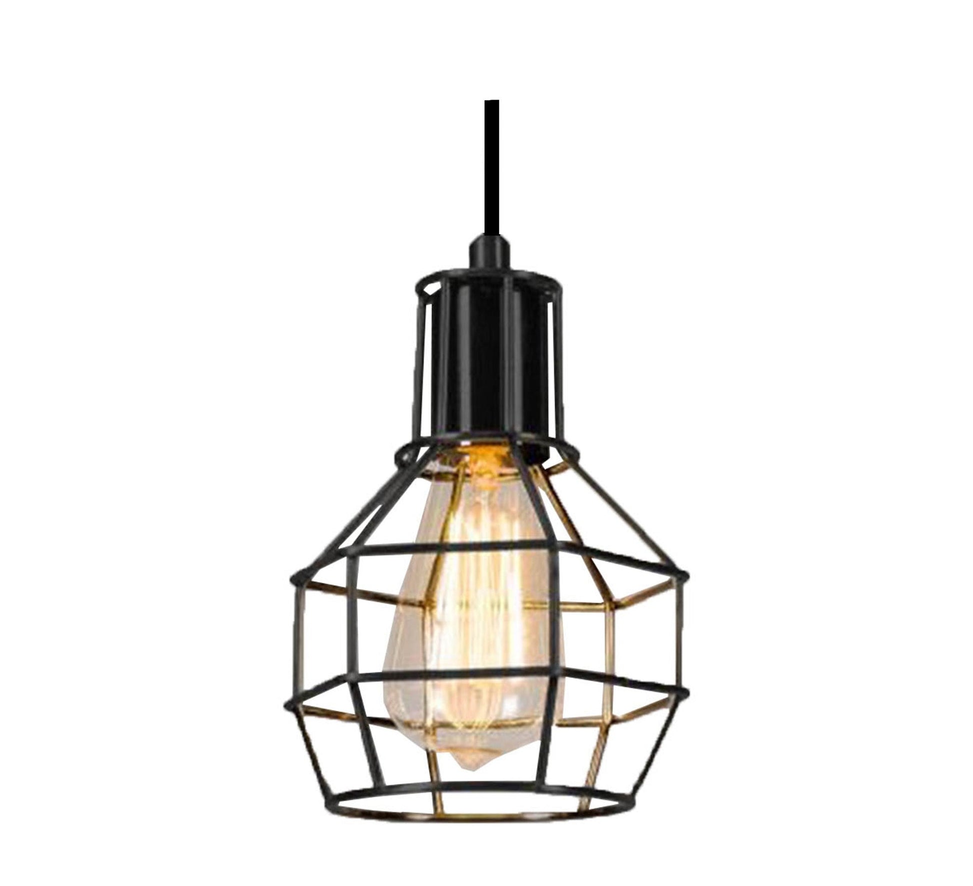 Long wire pendant with cage pendant - Vitrine Furniture - Lighting