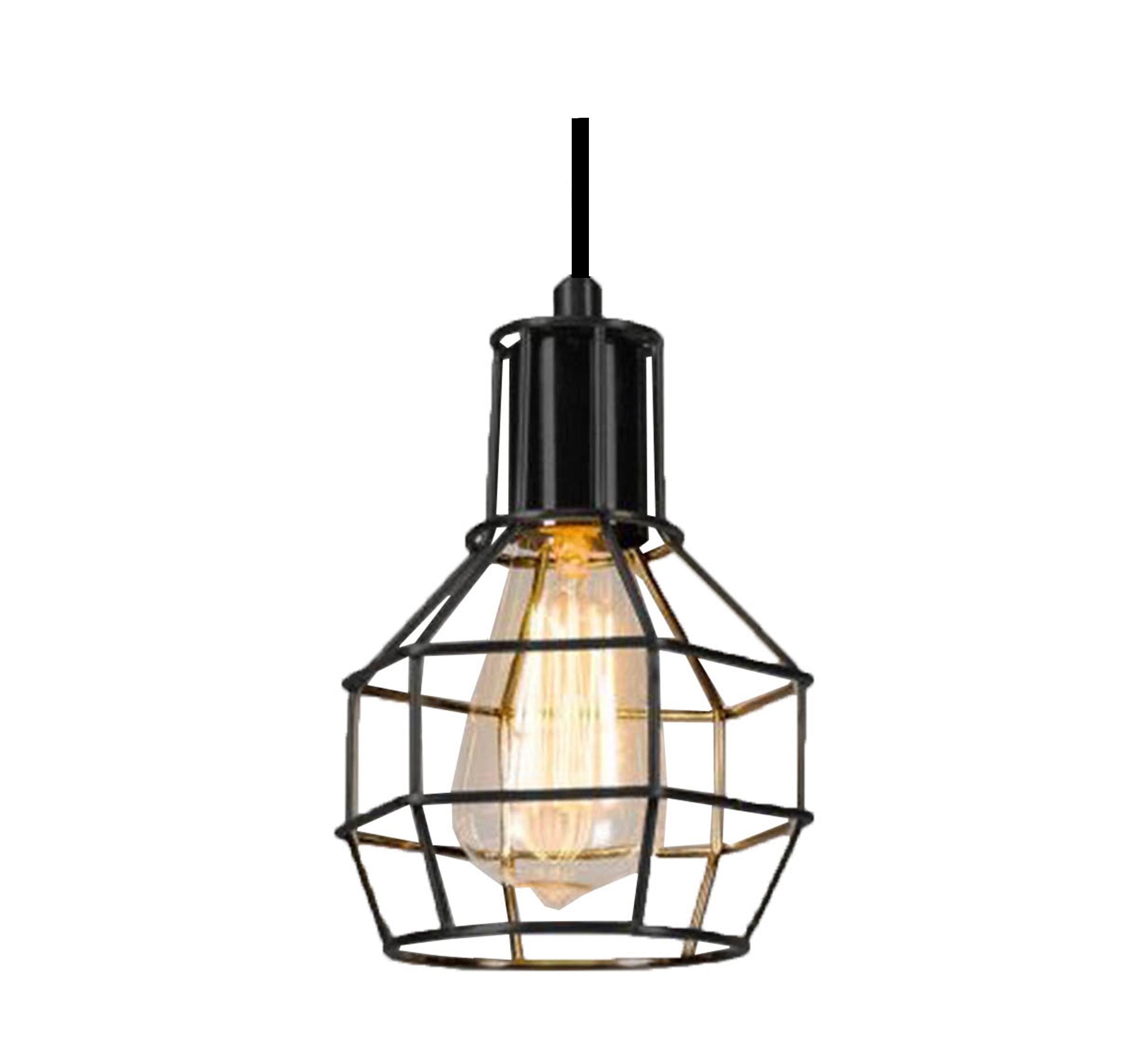 Long wire pendant with cage pendant - Vitrine Furniture - Lighting