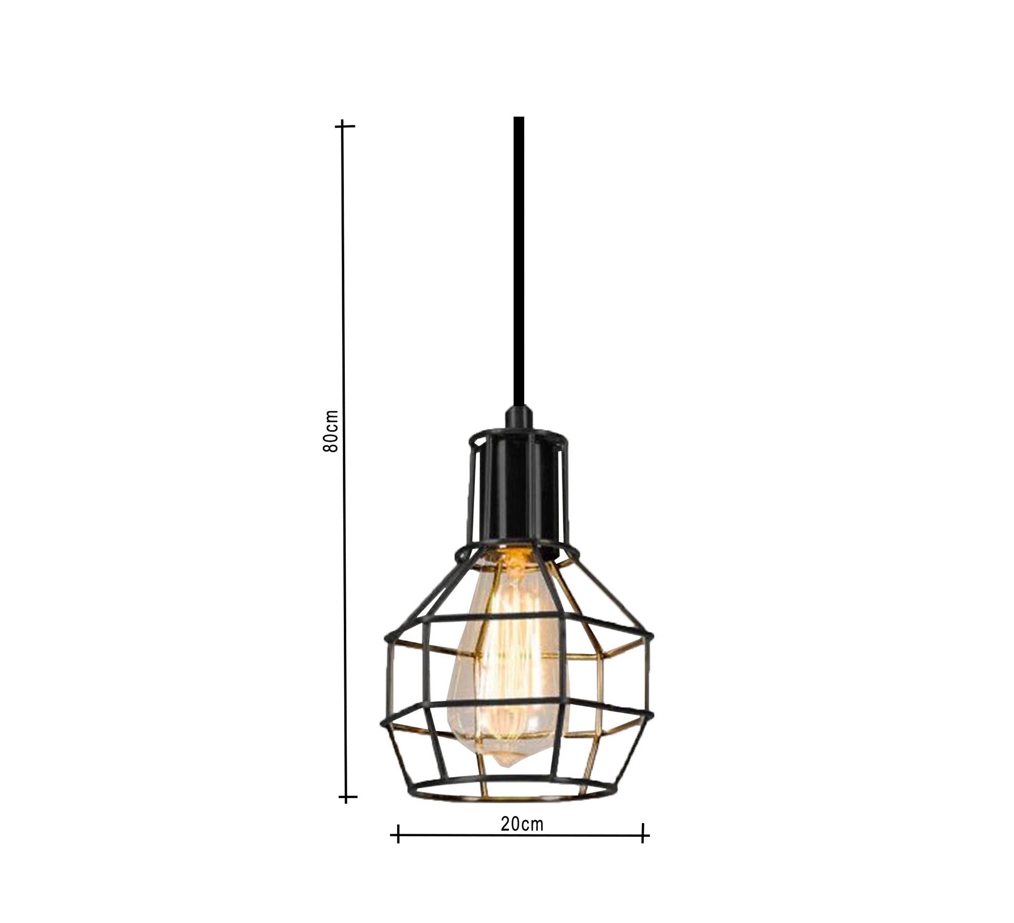Long wire pendant with cage pendant - Vitrine Furniture - Lighting