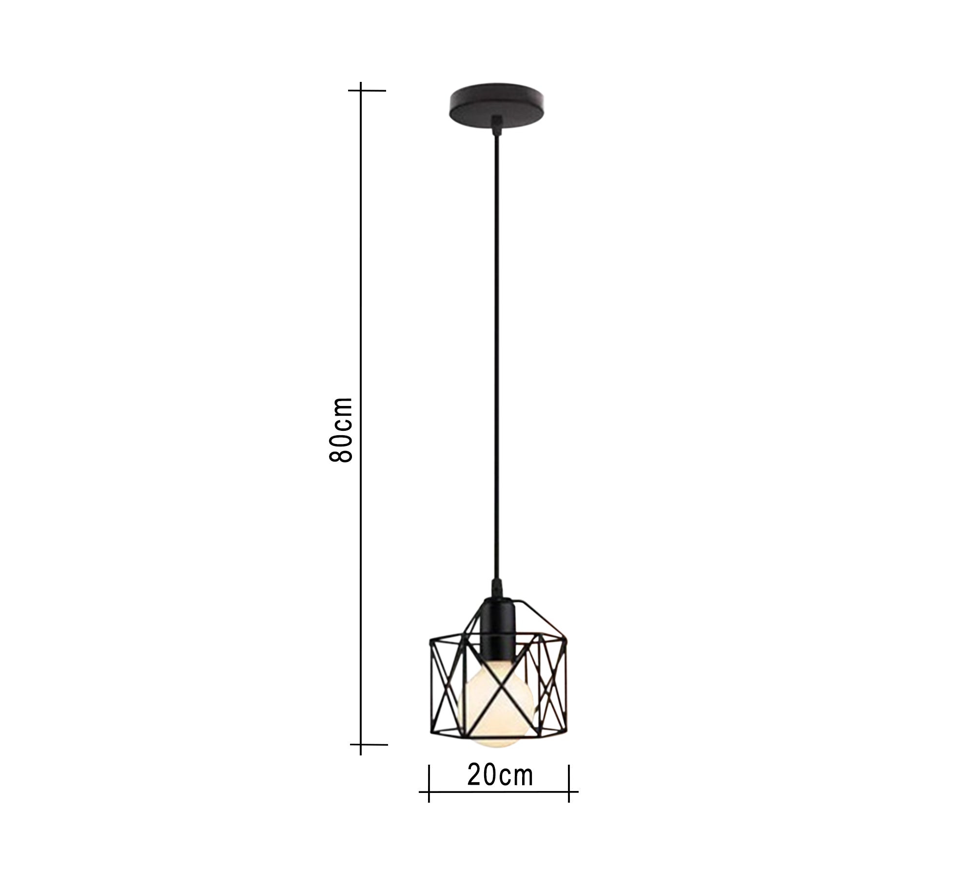 Long wire pendant with hollow ribbed cage - Vitrine Furniture - Lighting