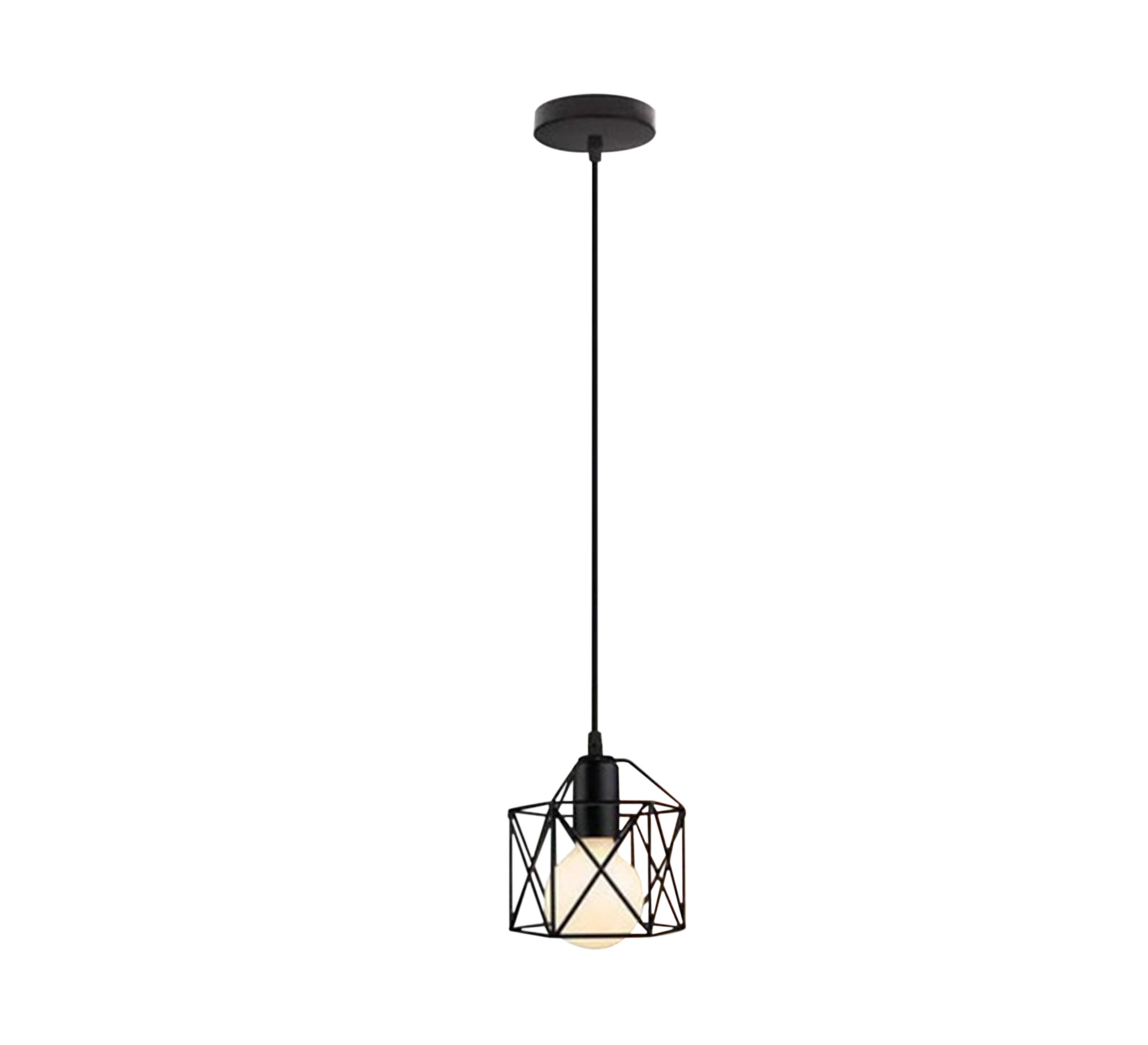 Long wire pendant with hollow ribbed cage - Vitrine Furniture - Lighting