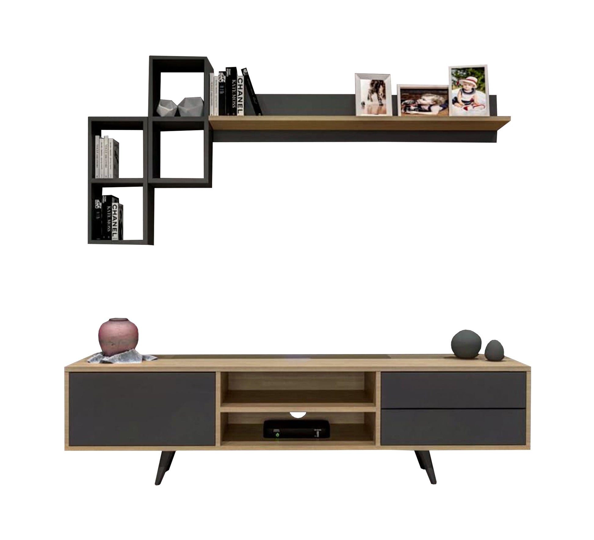 Lower TV unit and tiered upper shelves - Vitrine Furniture - Furniture