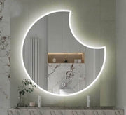 Luminous Crescent LED Mirror: Sleek, Modern Elegance - Vitrine Furniture - Mirrors