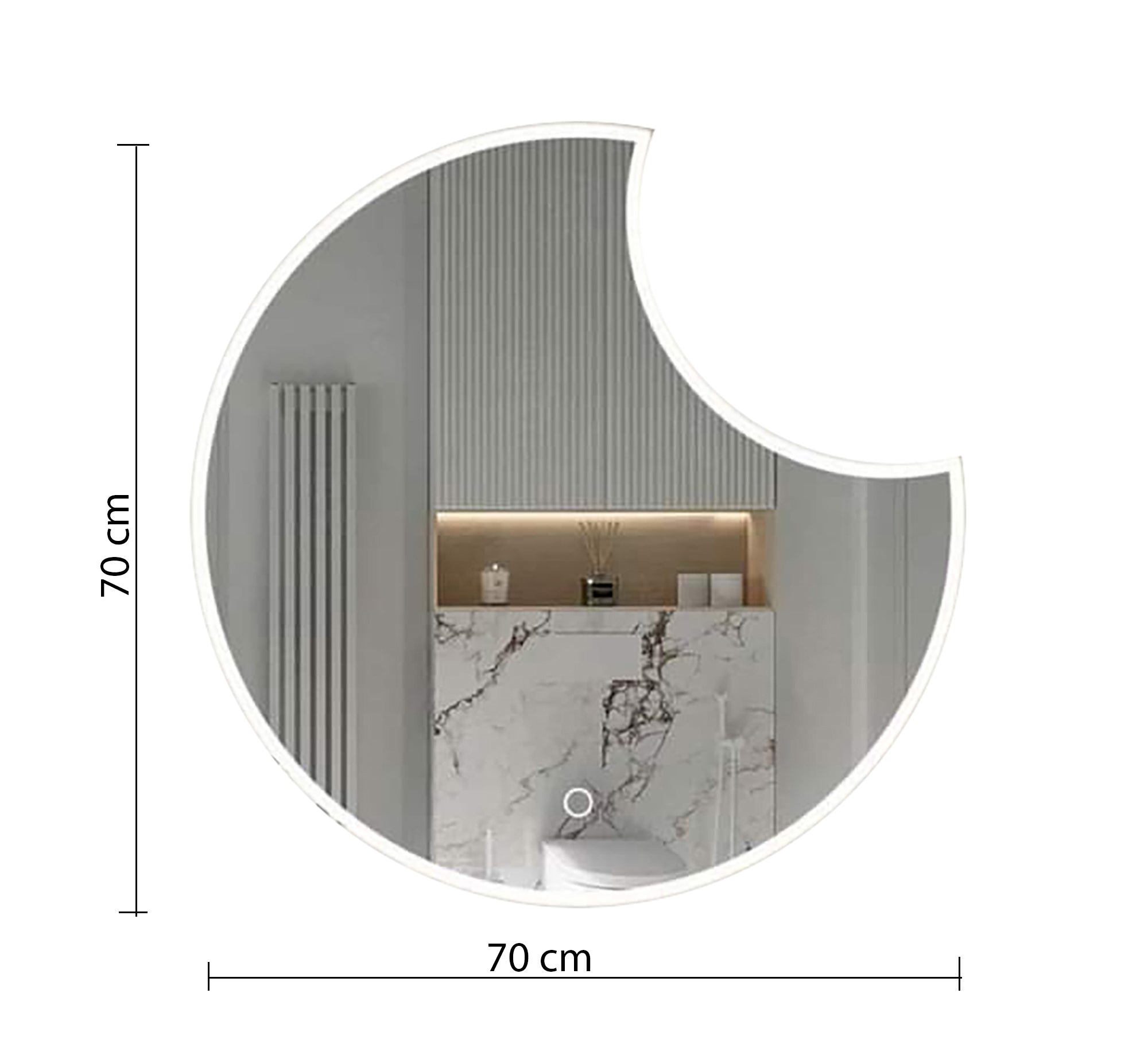 Luminous Crescent LED Mirror: Sleek, Modern Elegance - Vitrine Furniture - Mirrors