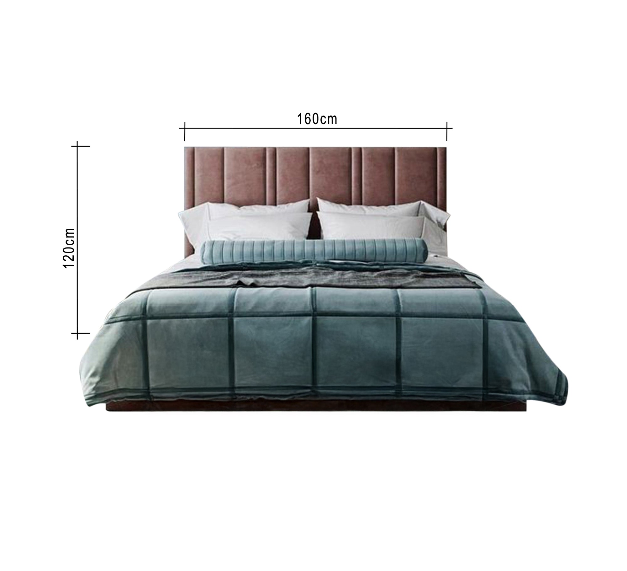 Luxurious bed with a pink velvet headboard - Vitrine Furniture - Furniture