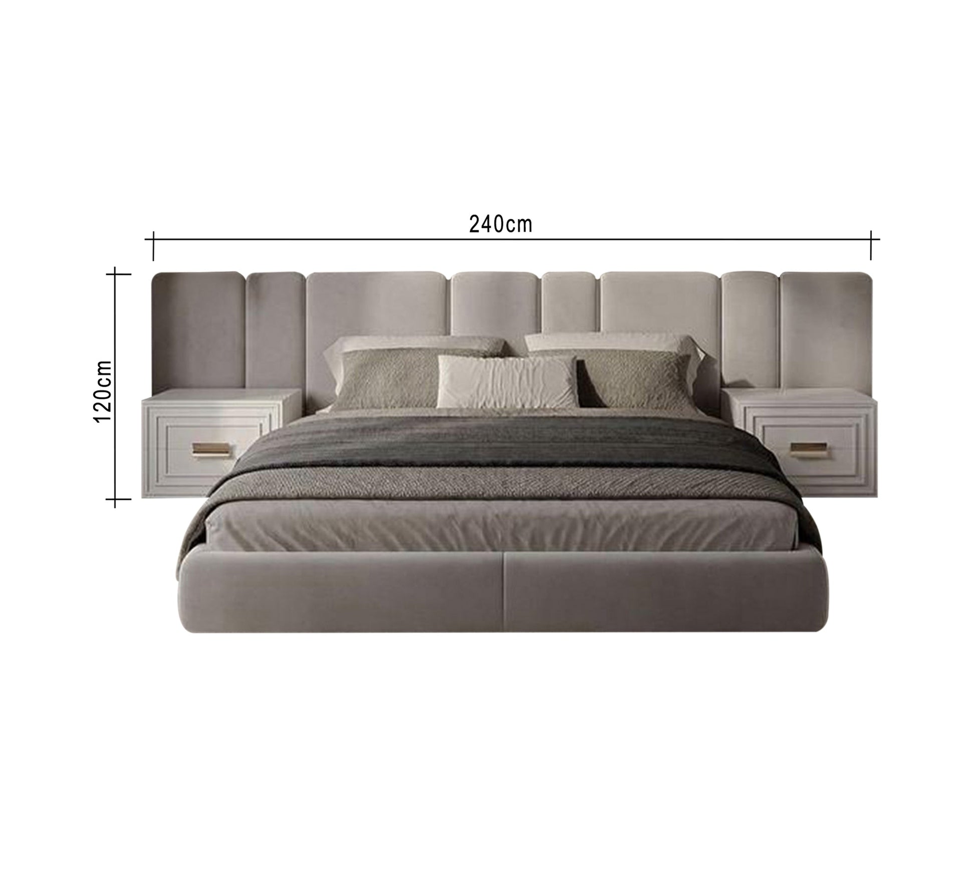 Luxurious bed with a tall, padded headboard - Vitrine Furniture - Furniture