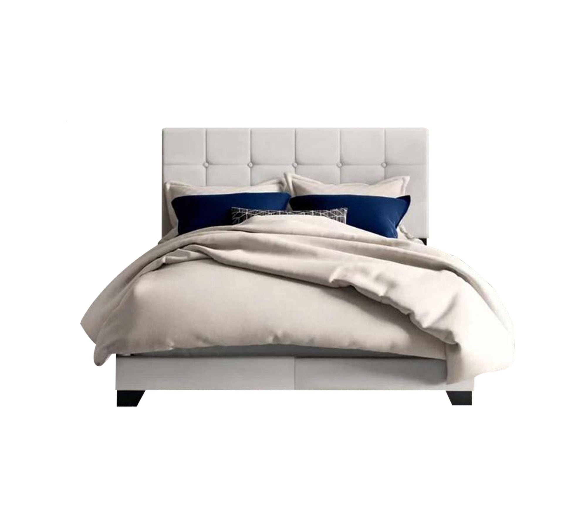 Luxurious bed with a white padded headboard - Vitrine Furniture - Furniture