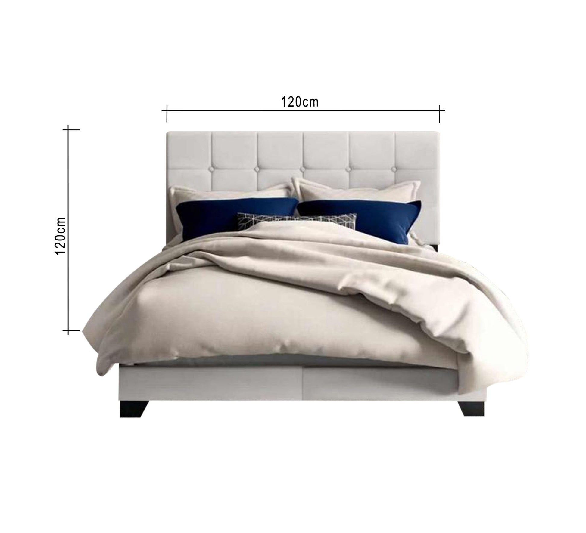 Luxurious bed with a white padded headboard - Vitrine Furniture - Furniture