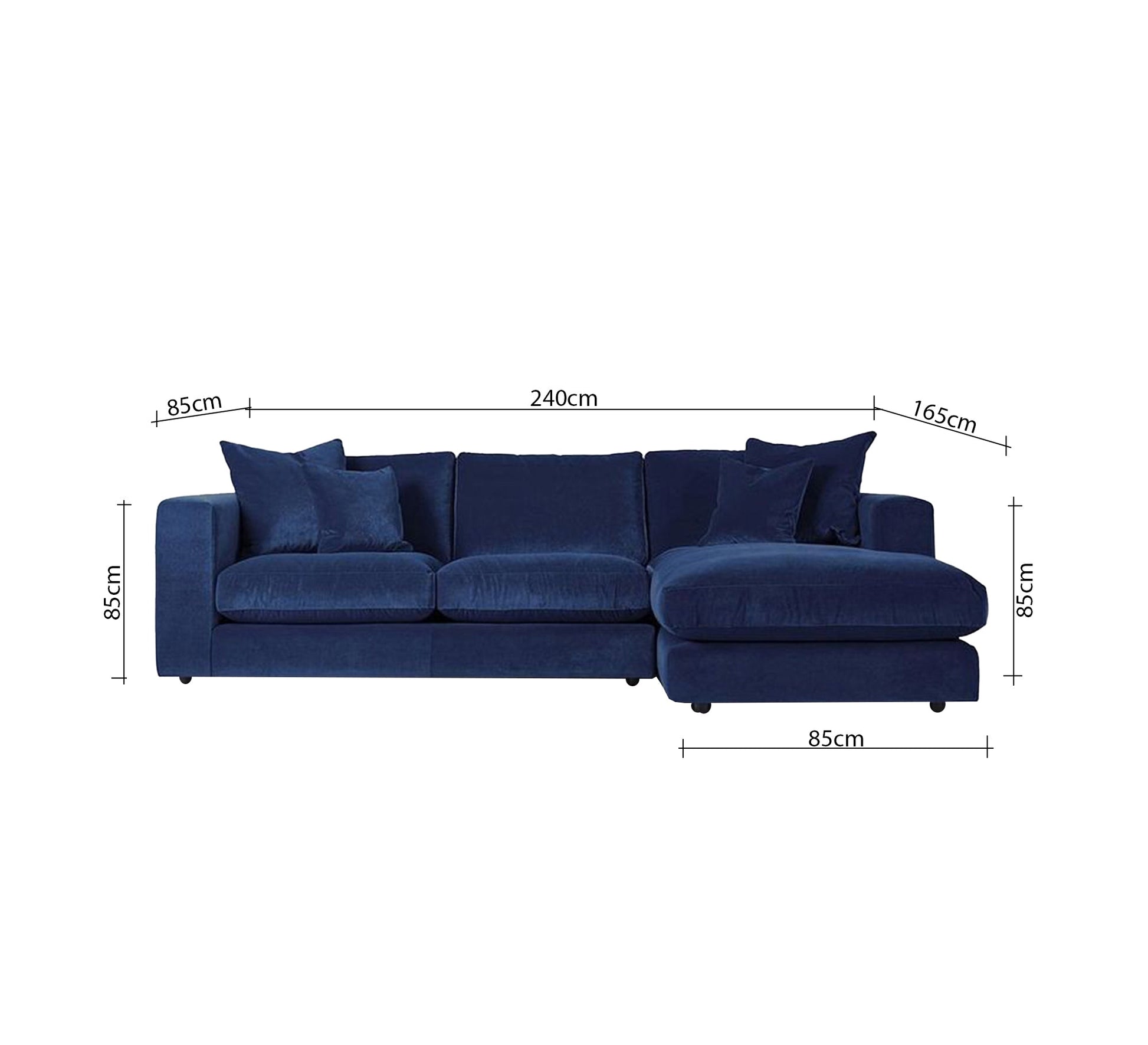 Luxurious, elegant, comfortable blue velvet corner sofa - Vitrine Furniture - Furniture