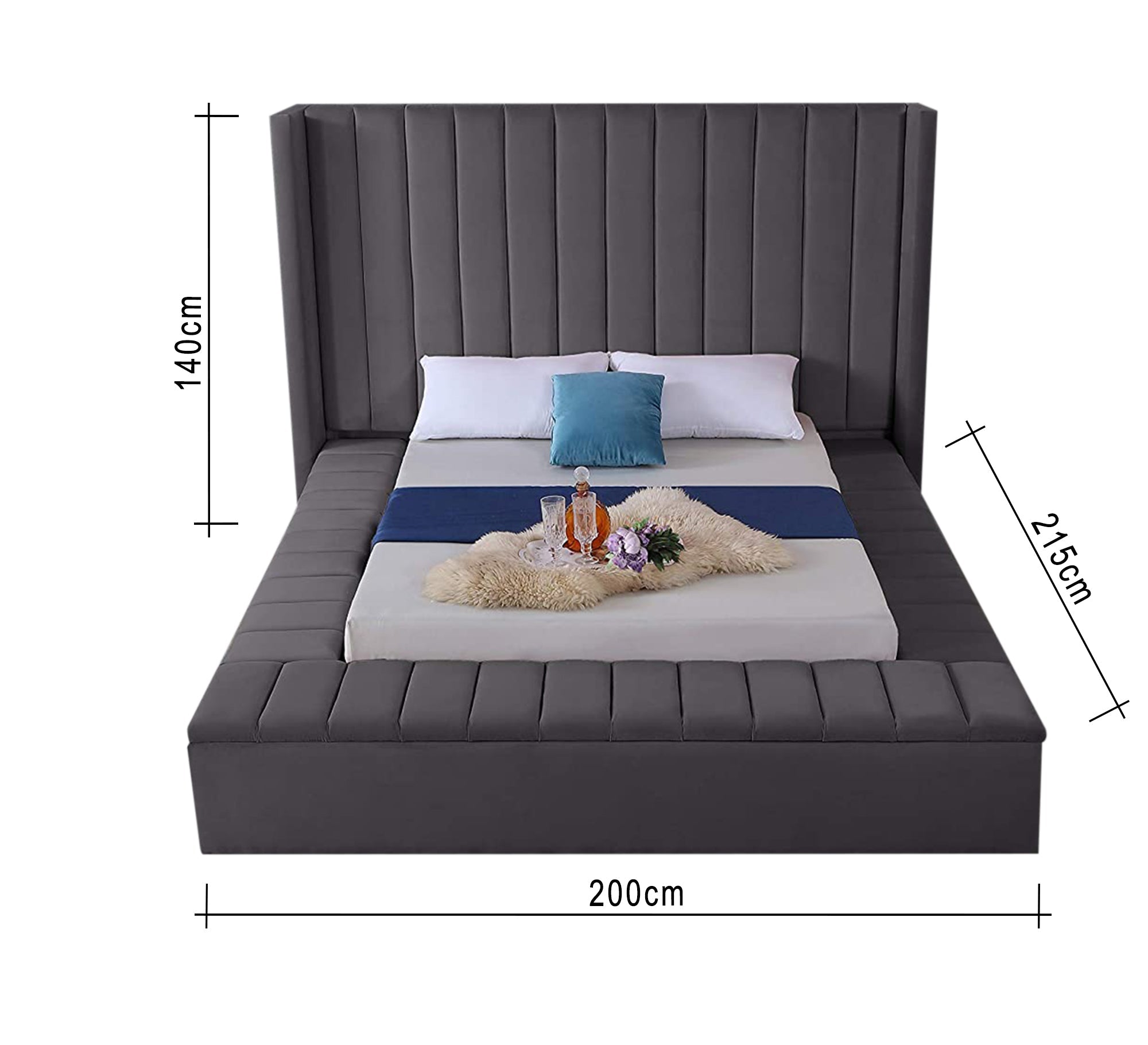 Luxurious gray bed with a stylish, modern design - Vitrine Furniture - Furniture