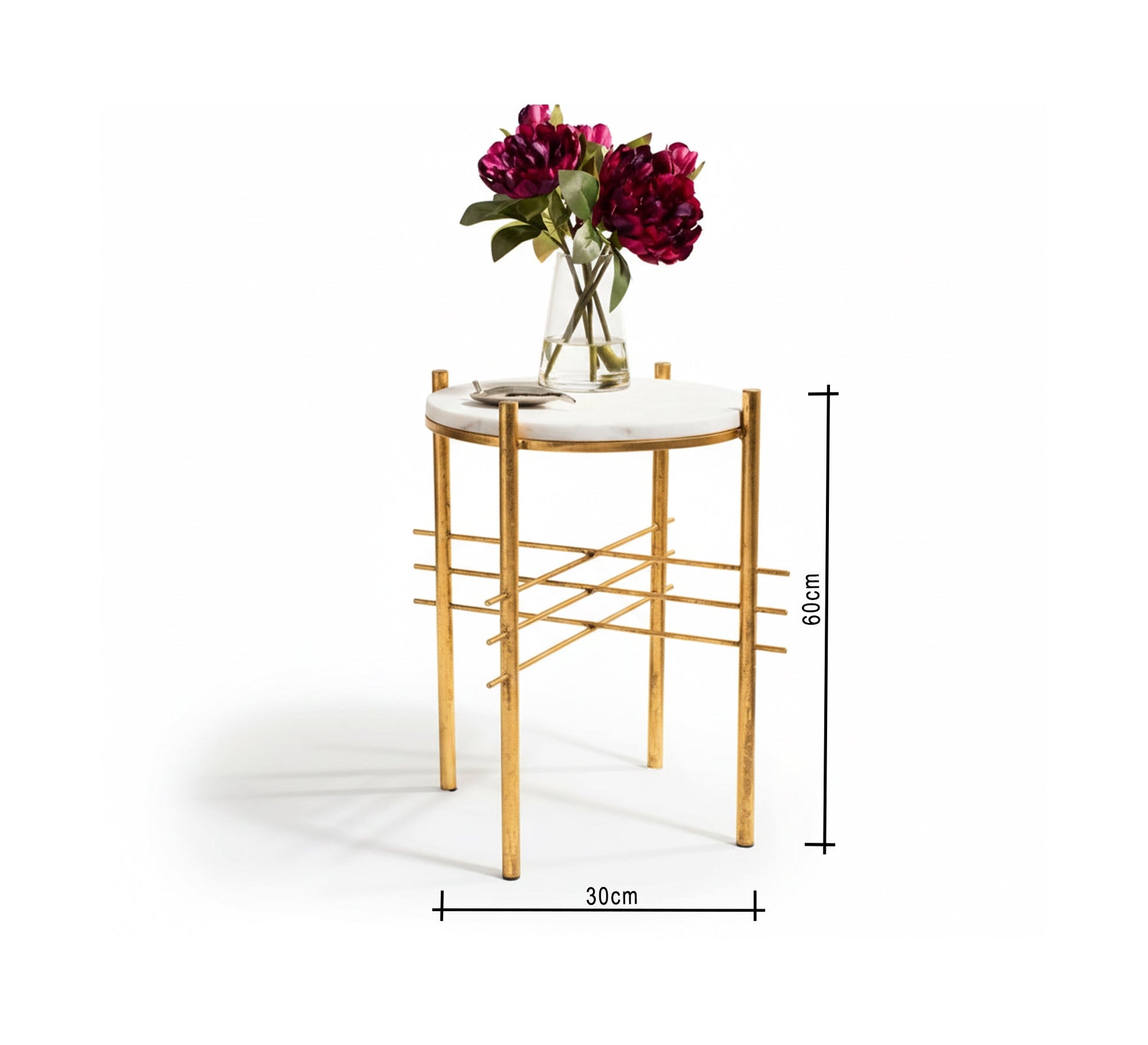 Luxurious marble side table with a gold base - Vitrine Furniture - Furniture