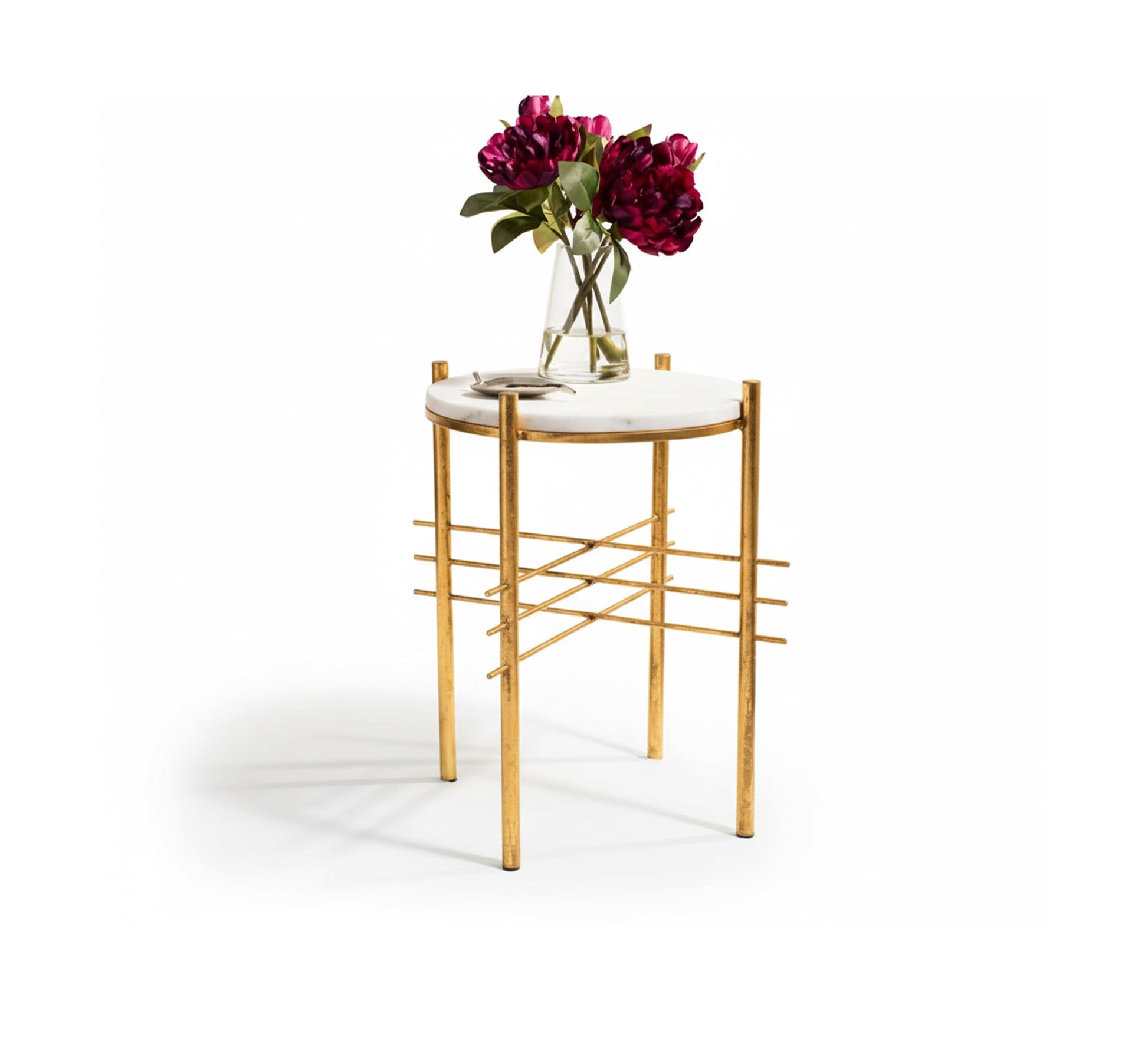 Luxurious marble side table with a gold base - Vitrine Furniture - Furniture