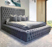 Luxury bed with English - style velvet upholstery - Vitrine Furniture - Furniture