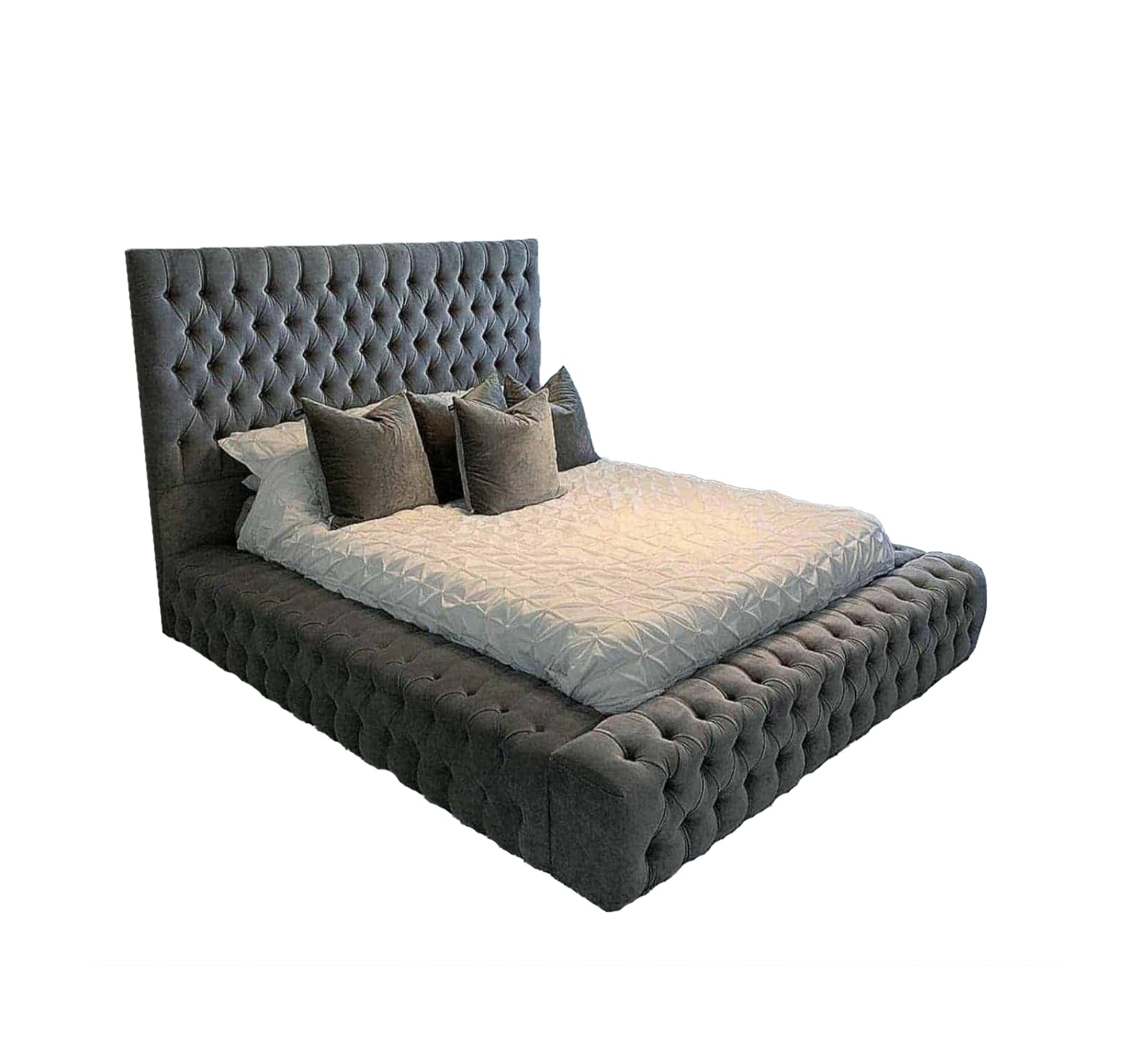 Luxury bed with English - style velvet upholstery - Vitrine Furniture - Furniture