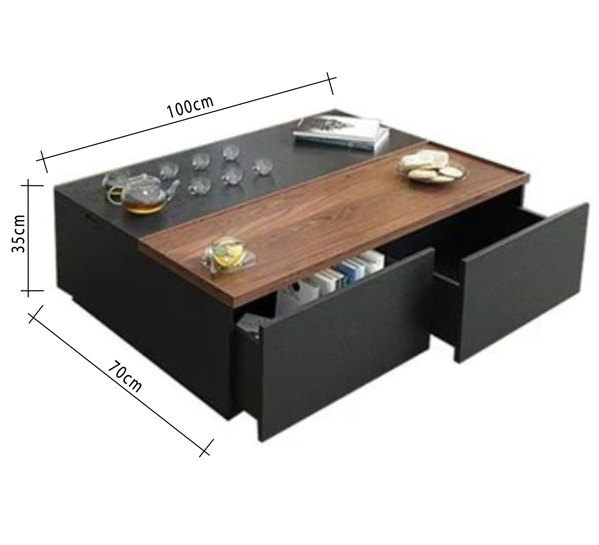 Luxury black table set with modern storage - Vitrine Furniture - Furniture